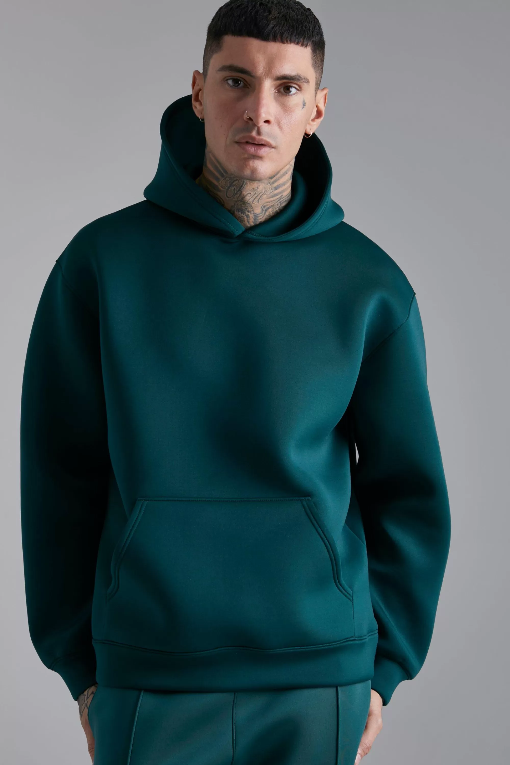 boohooMAN Oversized Bonded Scuba Hoodie | UK