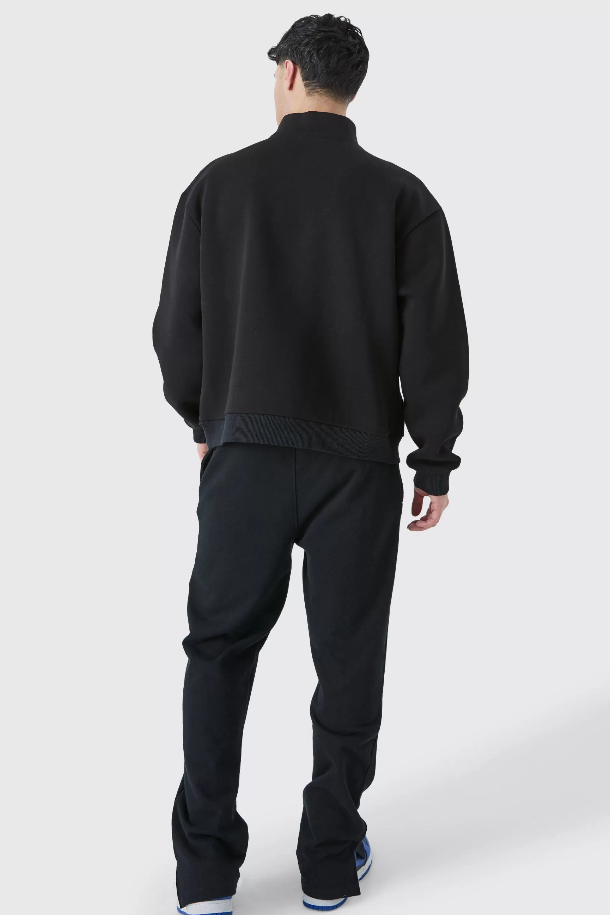 boohooMAN Oversized Boxy 1/4 Zip Varsity Sweatshirt | UK