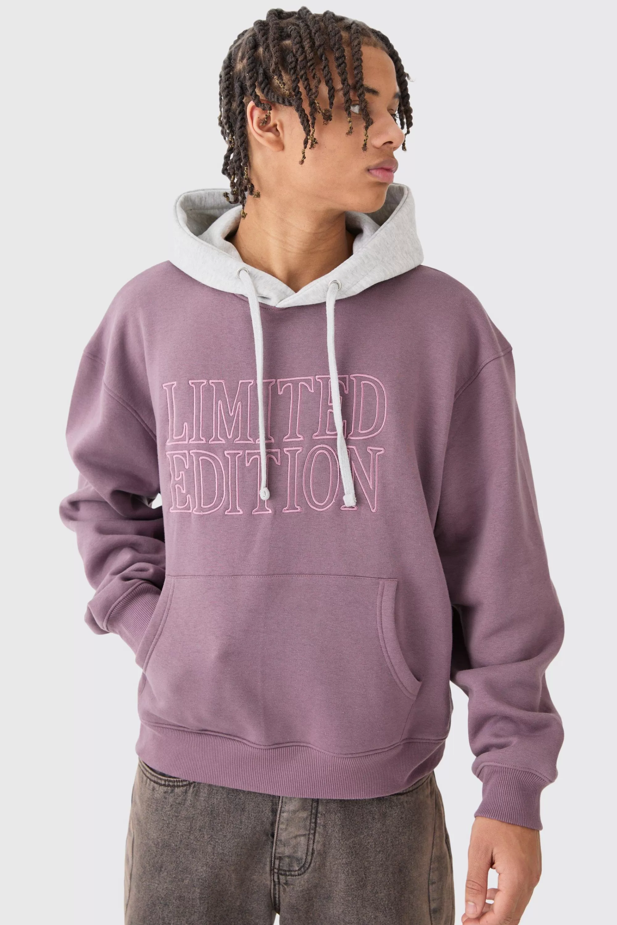 boohooMAN Oversized Boxy 3d Embroidered Edition Hoodie | UK