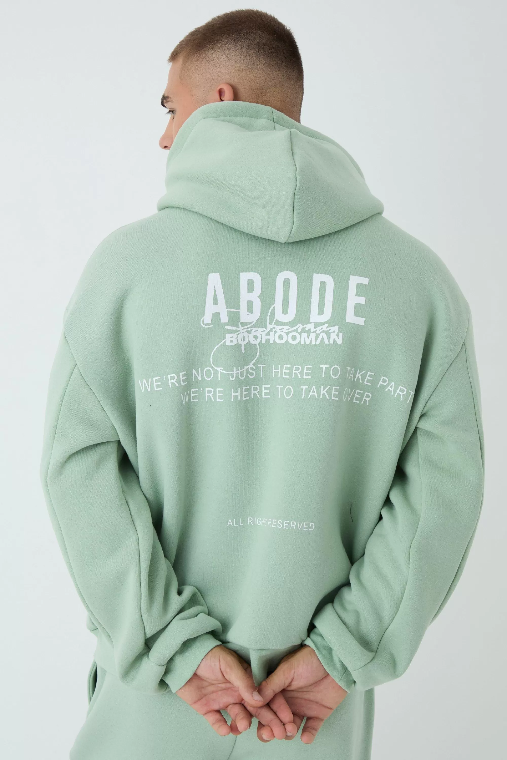 boohooMAN Oversized Boxy ABODE Hoodie | UK