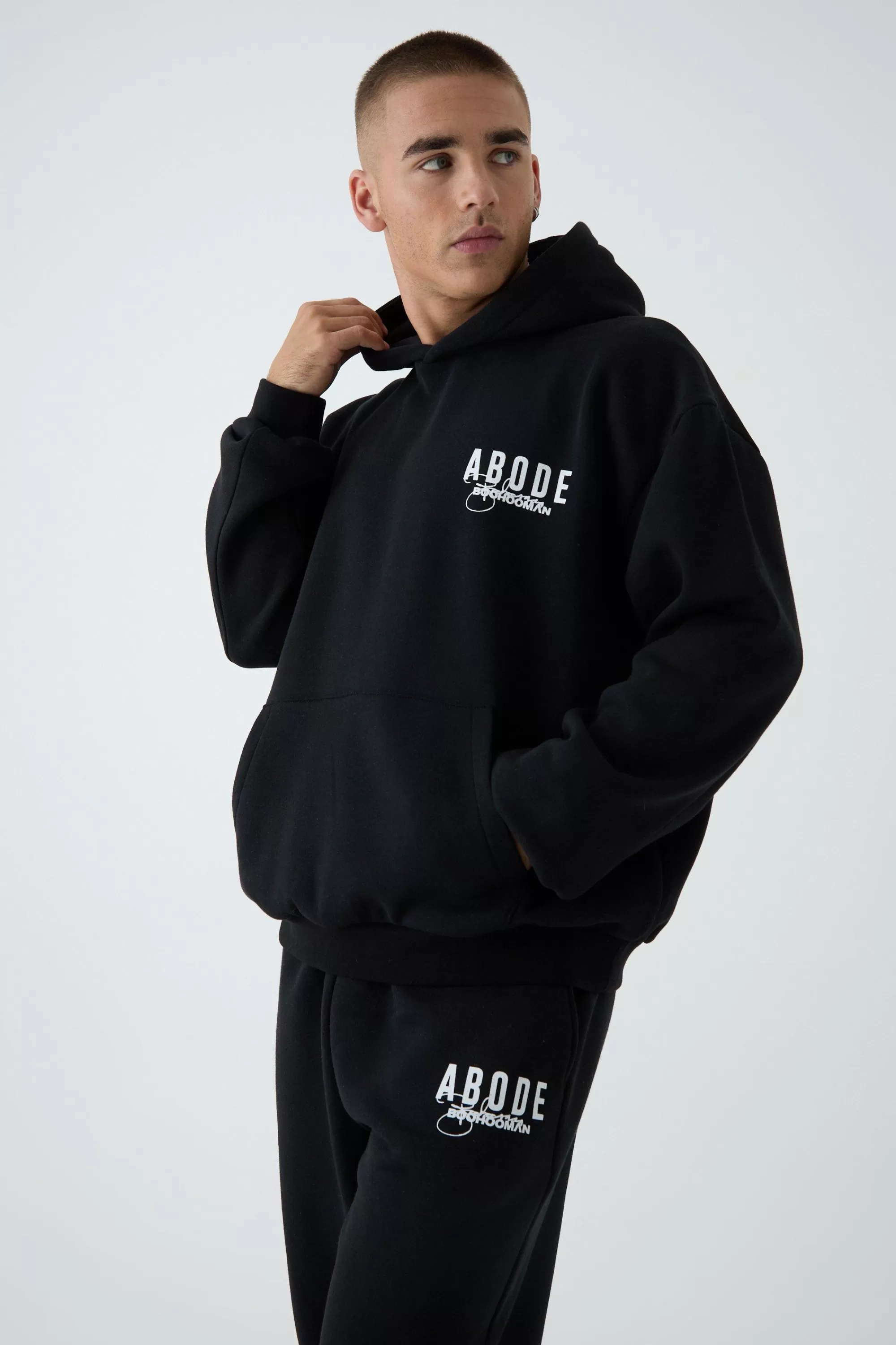 boohooMAN Oversized Boxy ABODE Hoodie | UK