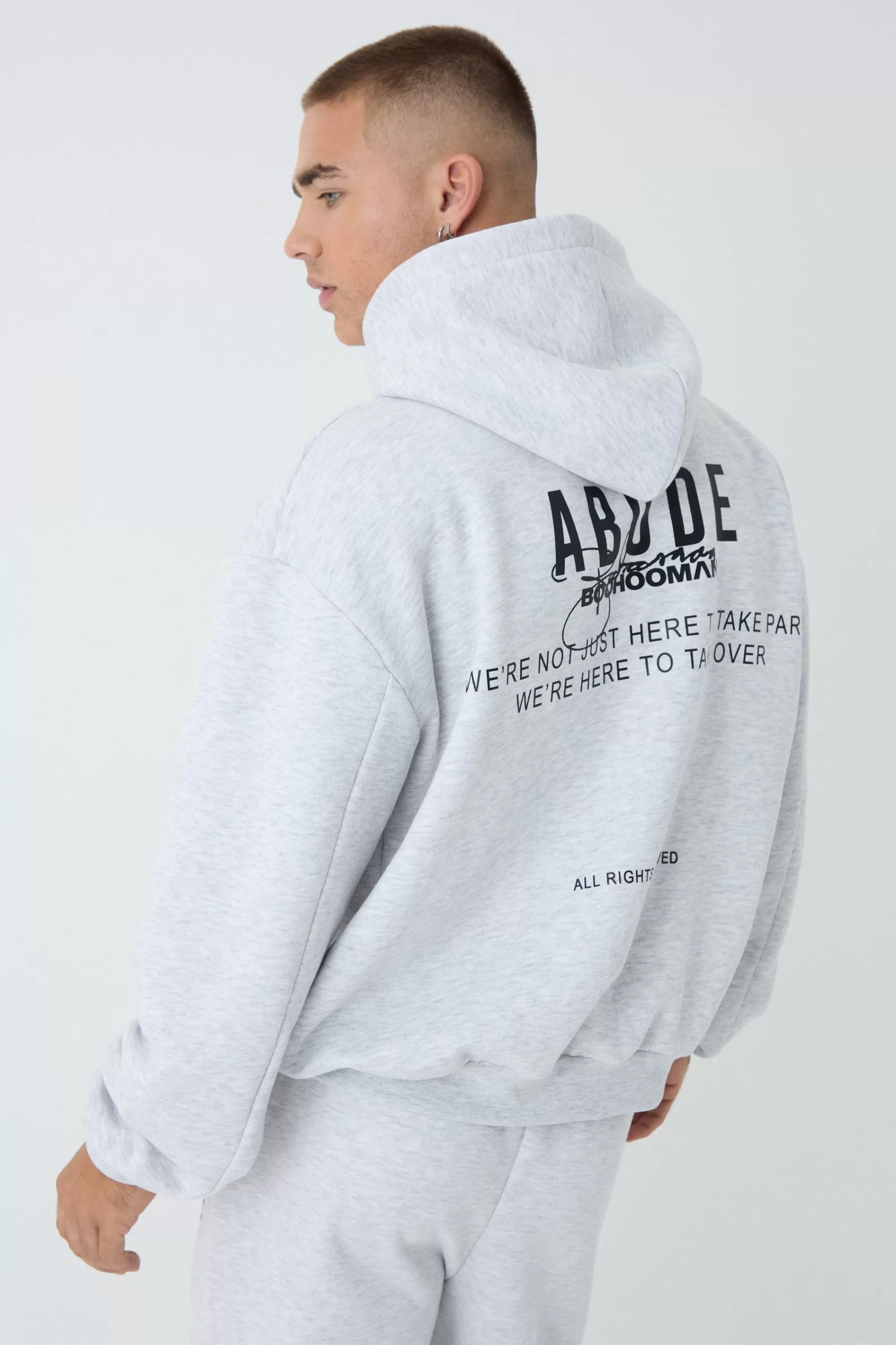 boohooMAN Oversized Boxy ABODE Hoodie | UK