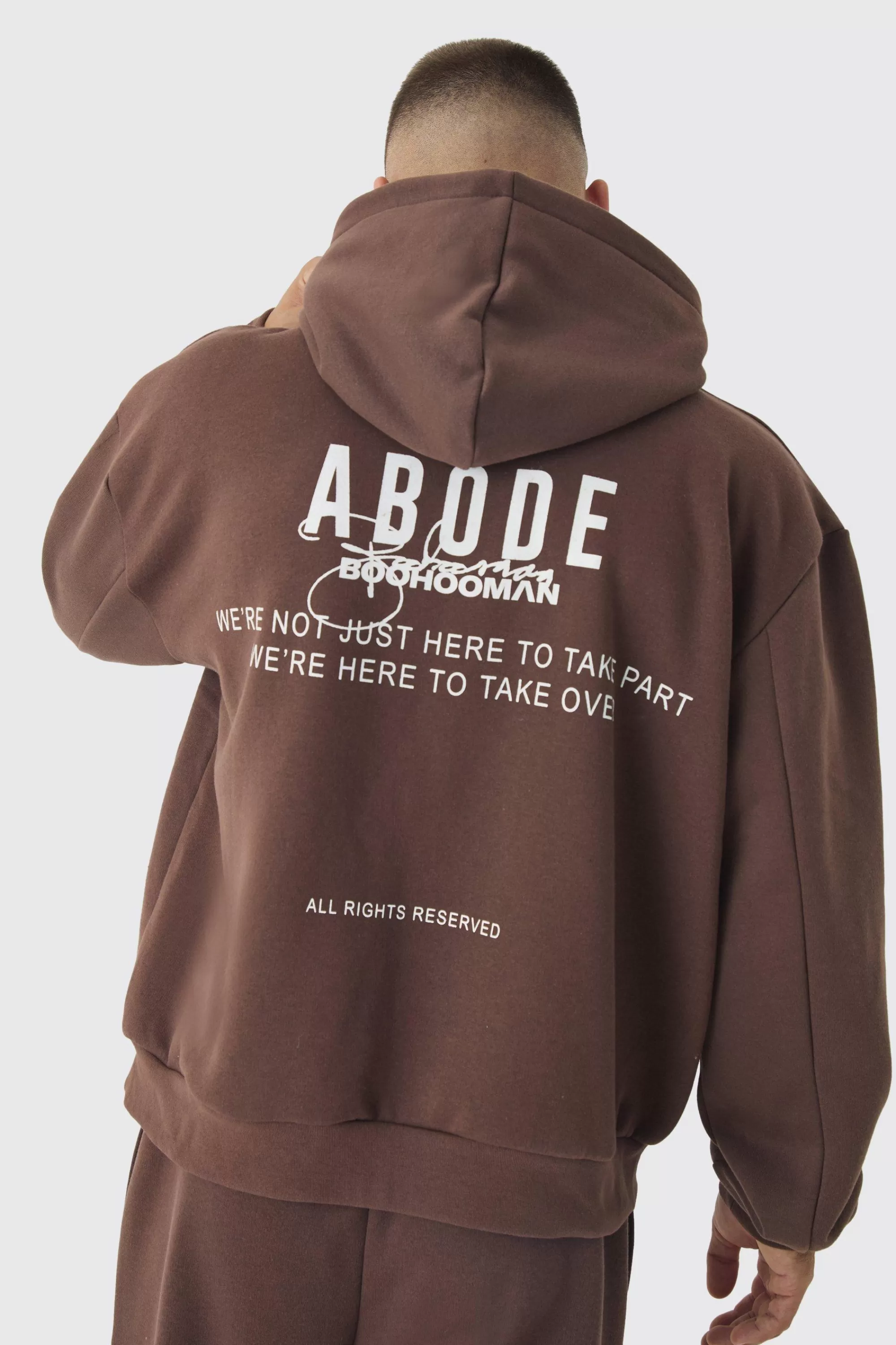 boohooMAN Oversized Boxy ABODE Hoodie | UK