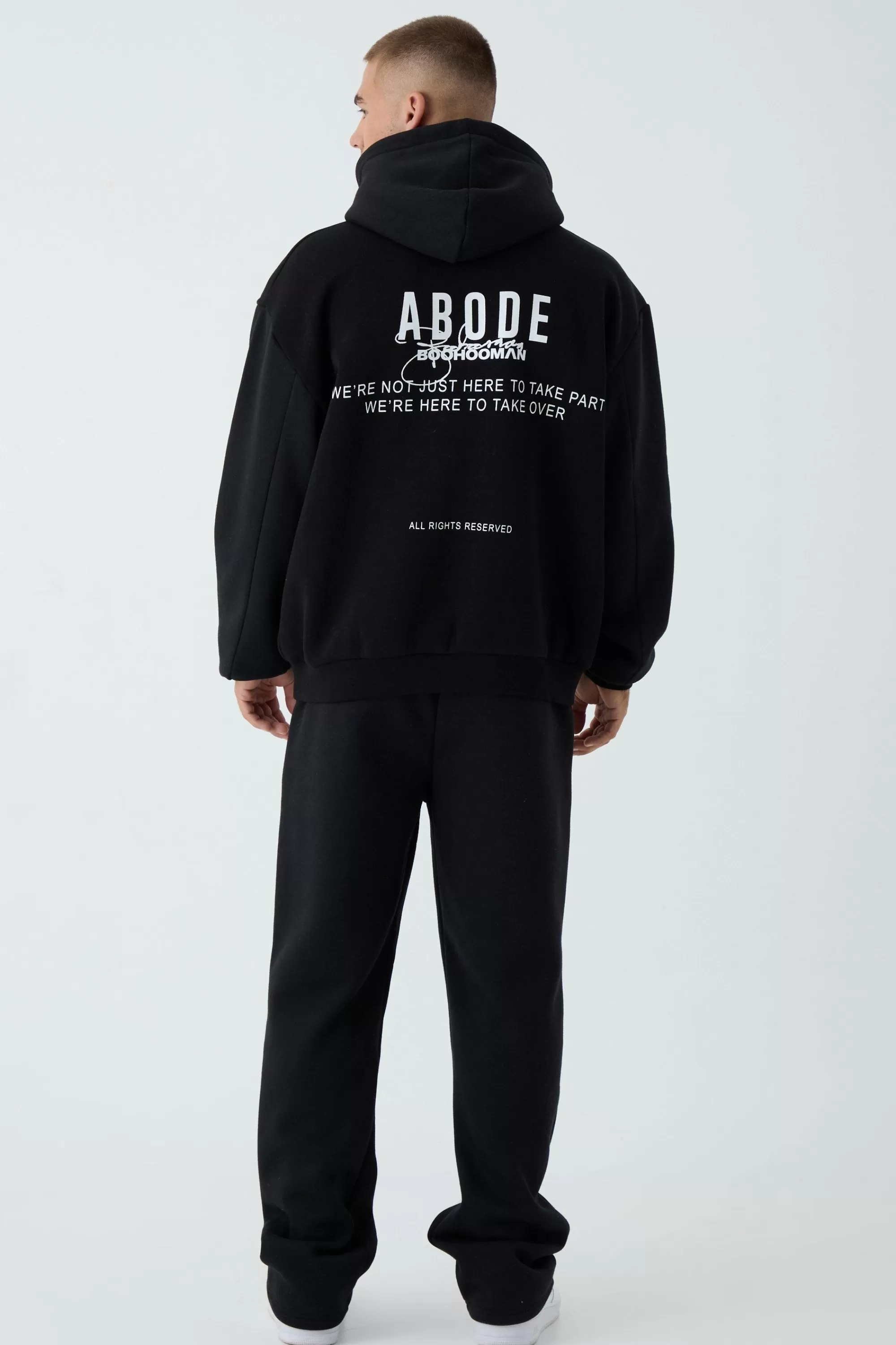 boohooMAN Oversized Boxy ABODE Hoodie | UK