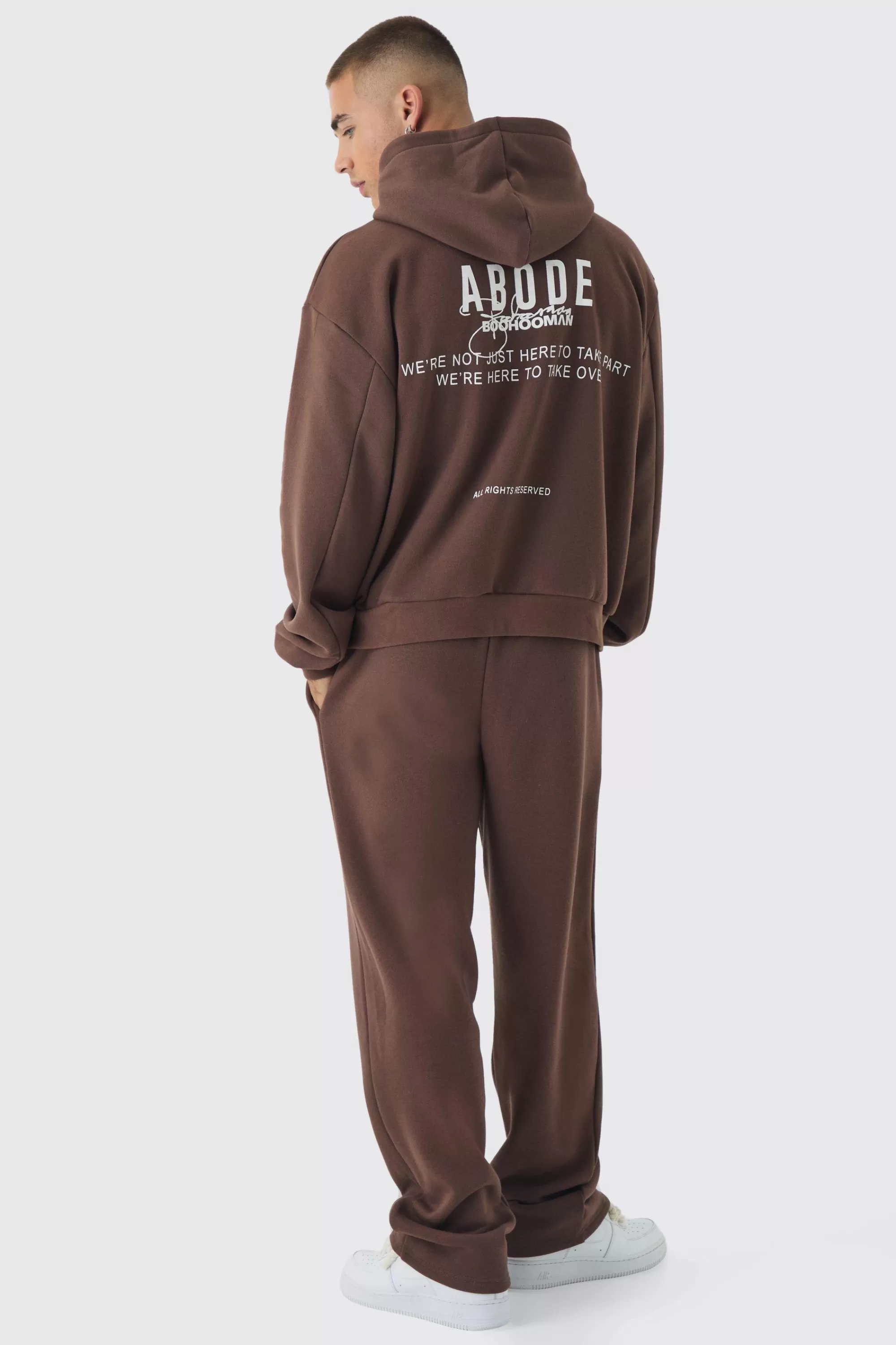 boohooMAN Oversized Boxy ABODE Hoodie | UK