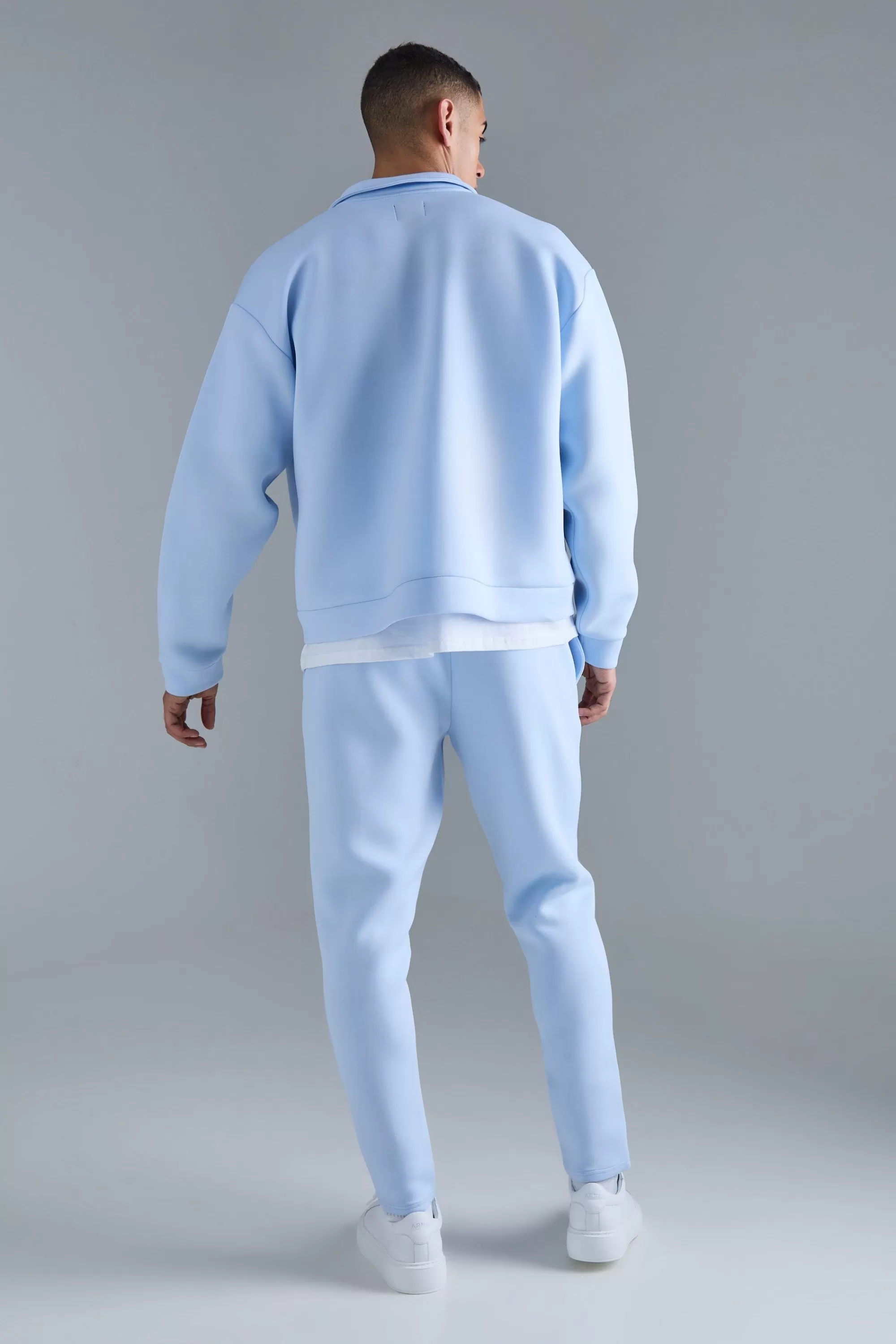 boohooMAN Oversized Boxy Bonded Scuba Bomber Set | UK