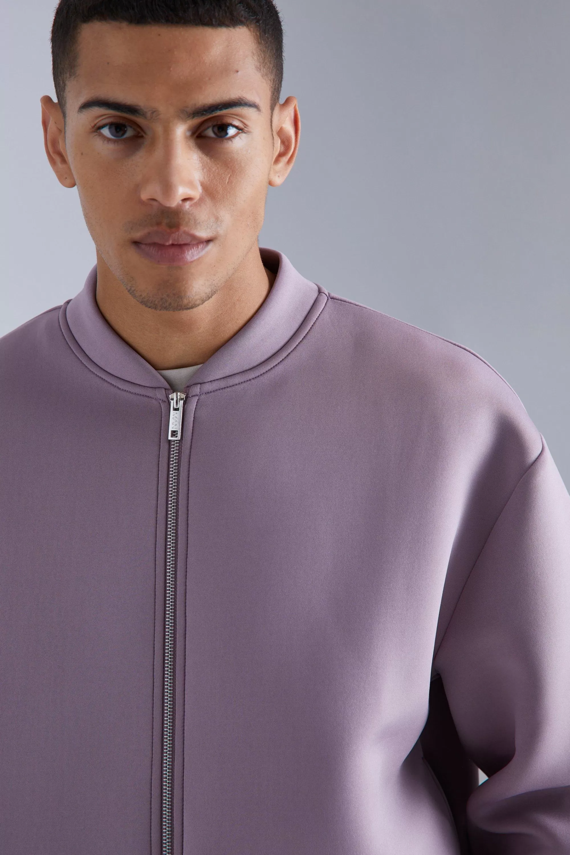 boohooMAN Oversized Boxy Bonded Scuba Bomber Set | UK