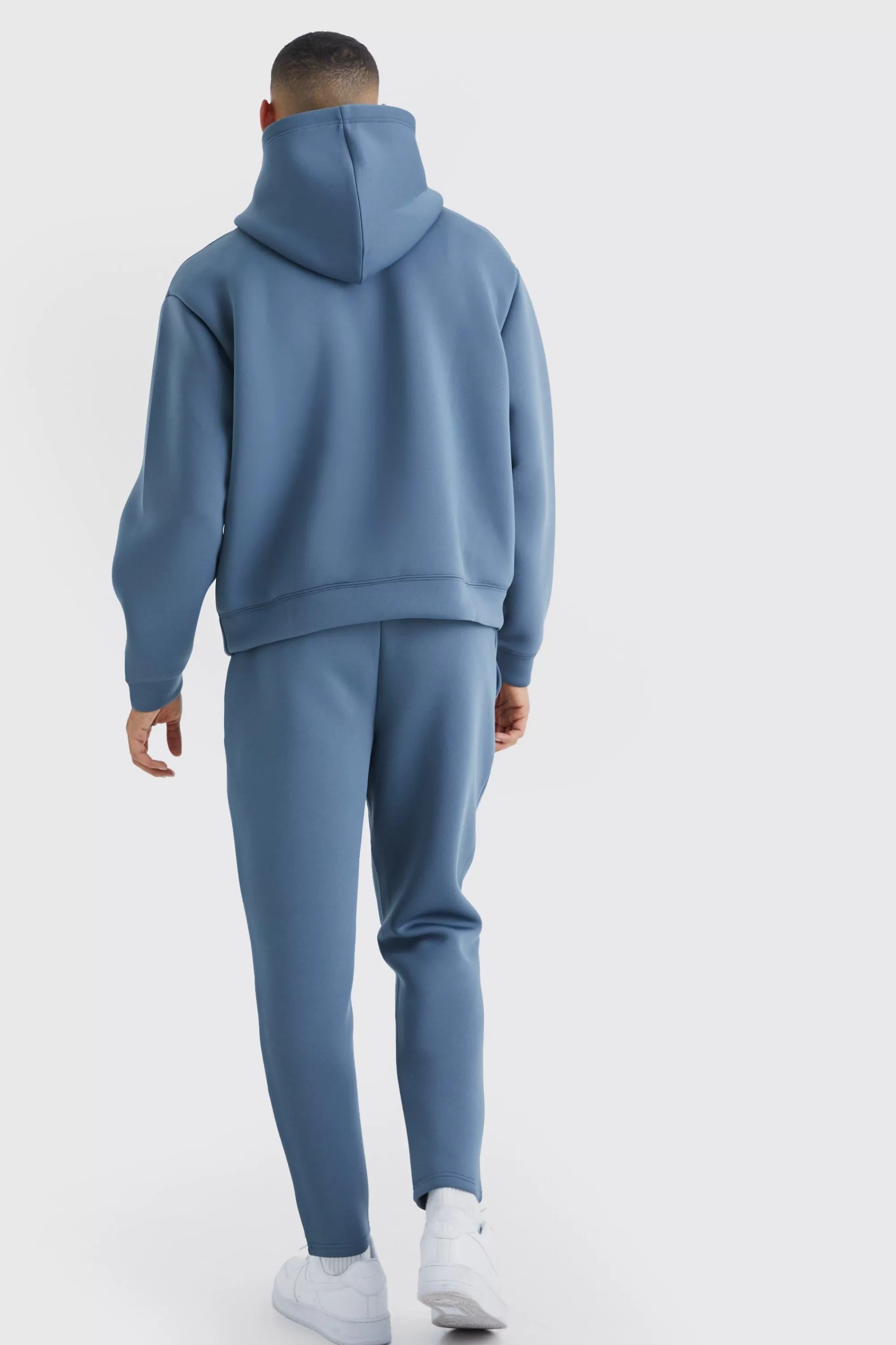 boohooMAN Oversized Boxy Bonded Scuba Hooded Tracksuit | UK