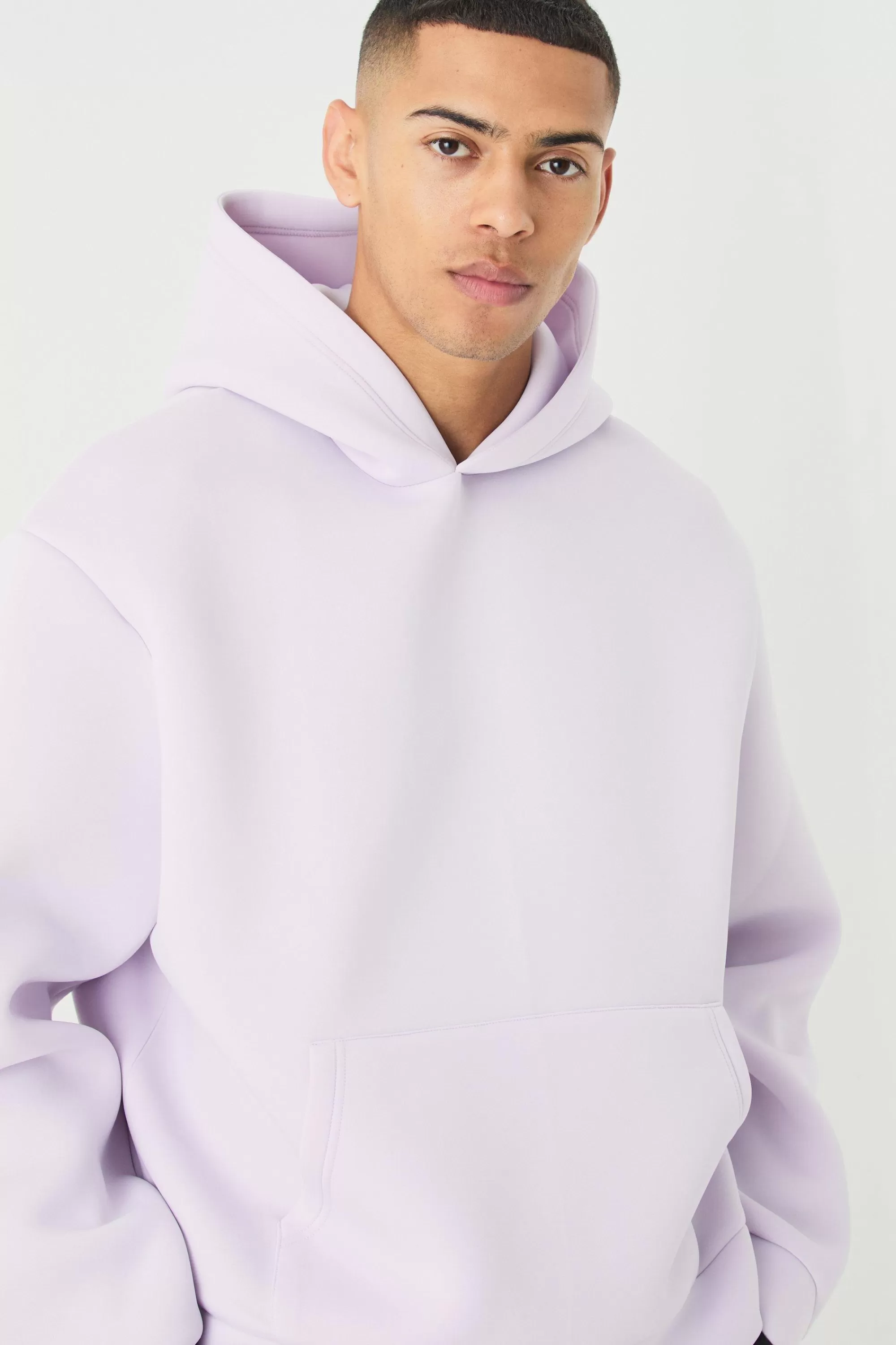 boohooMAN Oversized Boxy Bonded Scuba Hoodie | UK