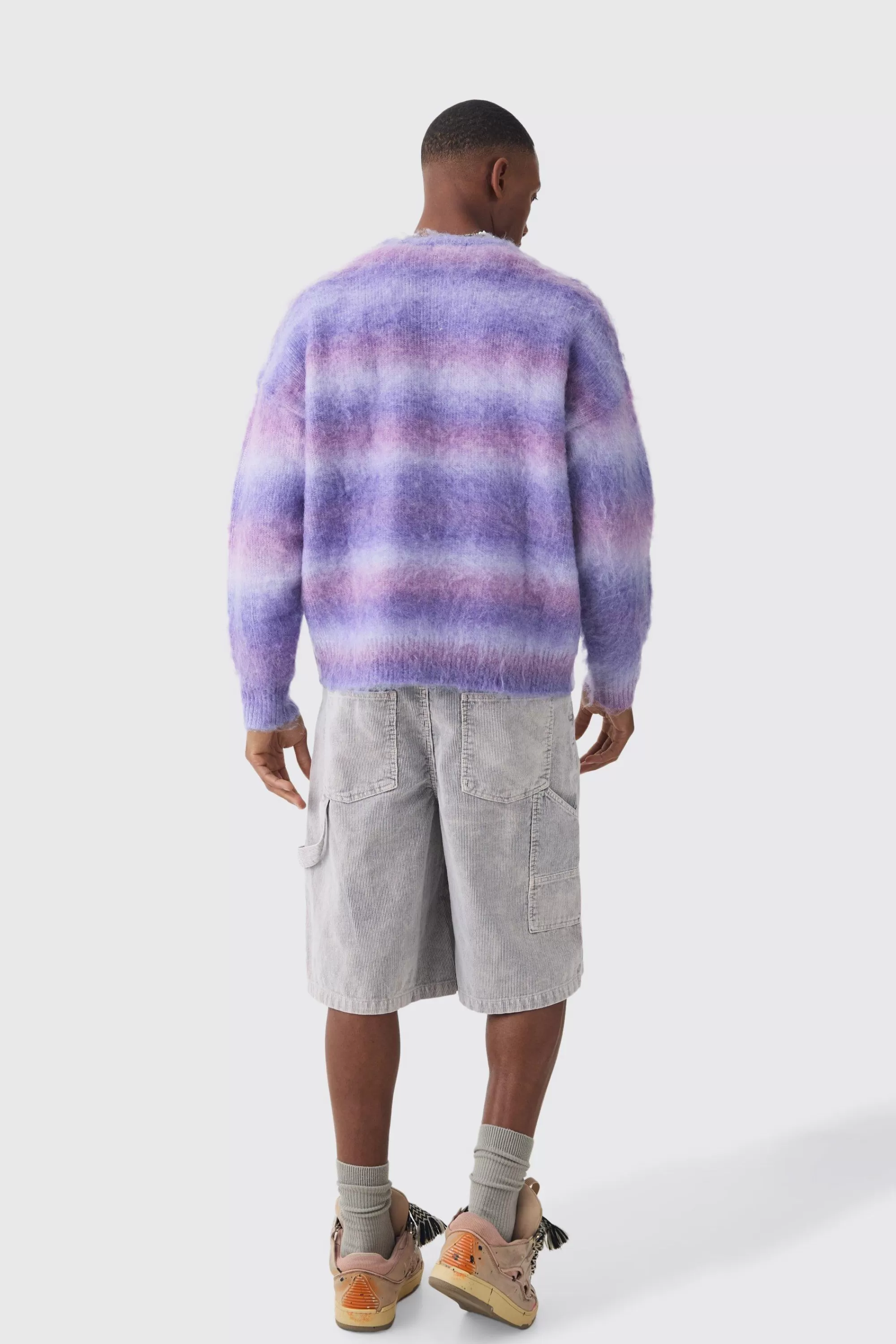 boohooMAN Oversized Boxy Brushed Stripe Knitted Jumper | UK