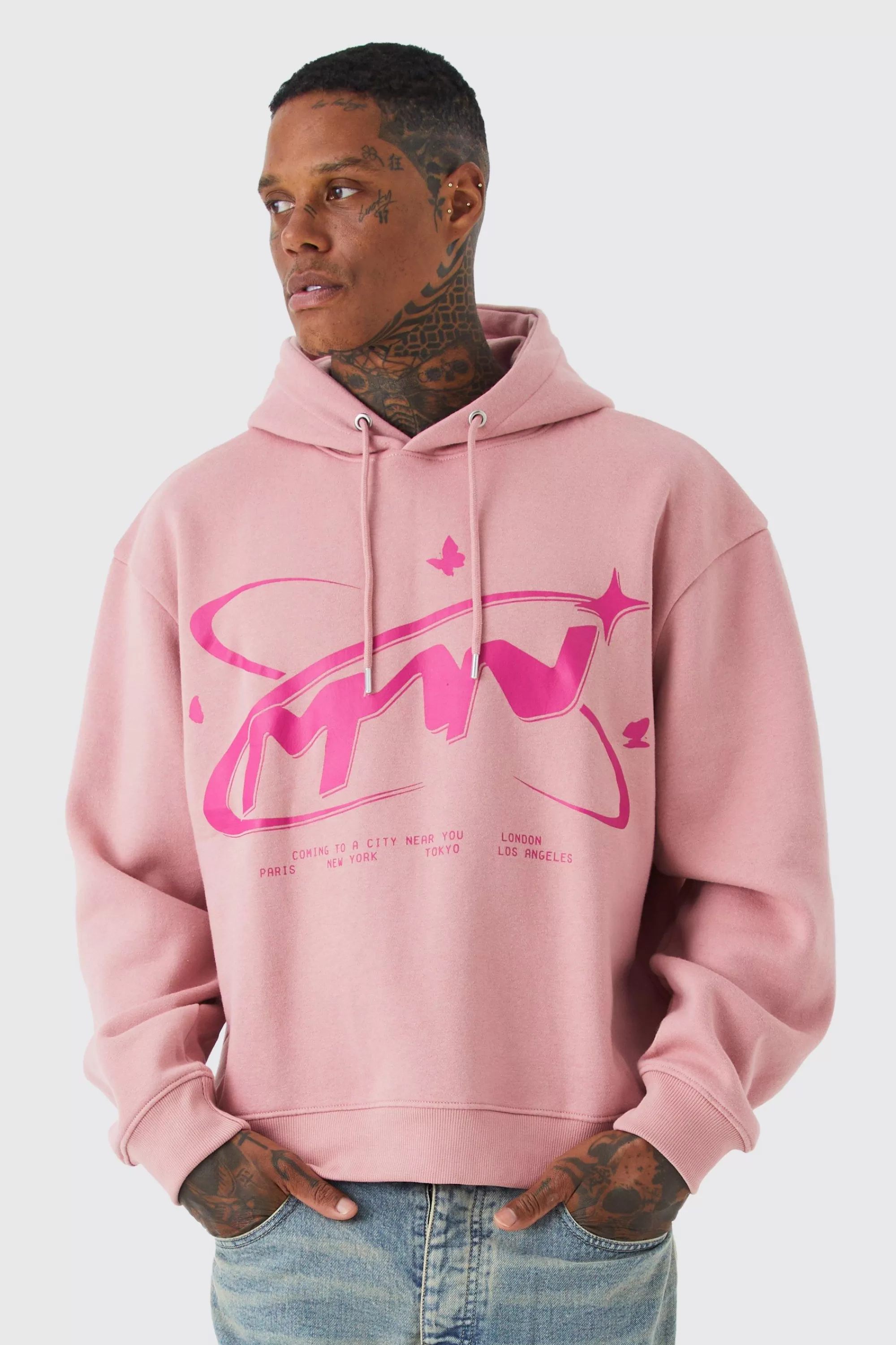 boohooMAN Oversized Boxy Butterfly Man Hoodie | UK