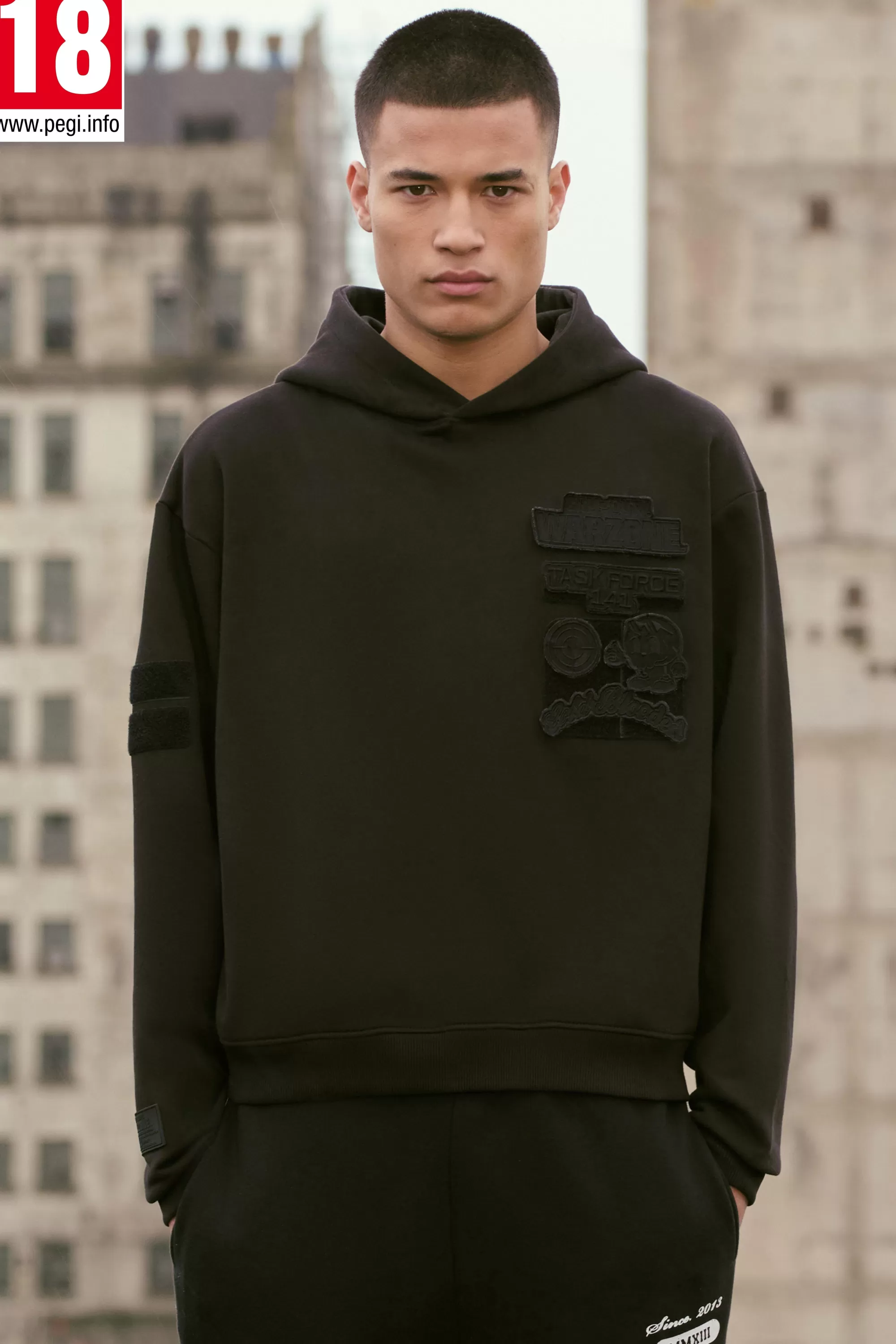 boohooMAN Oversized Boxy Call Of Duty Warzone Badge License Hoodie | UK
