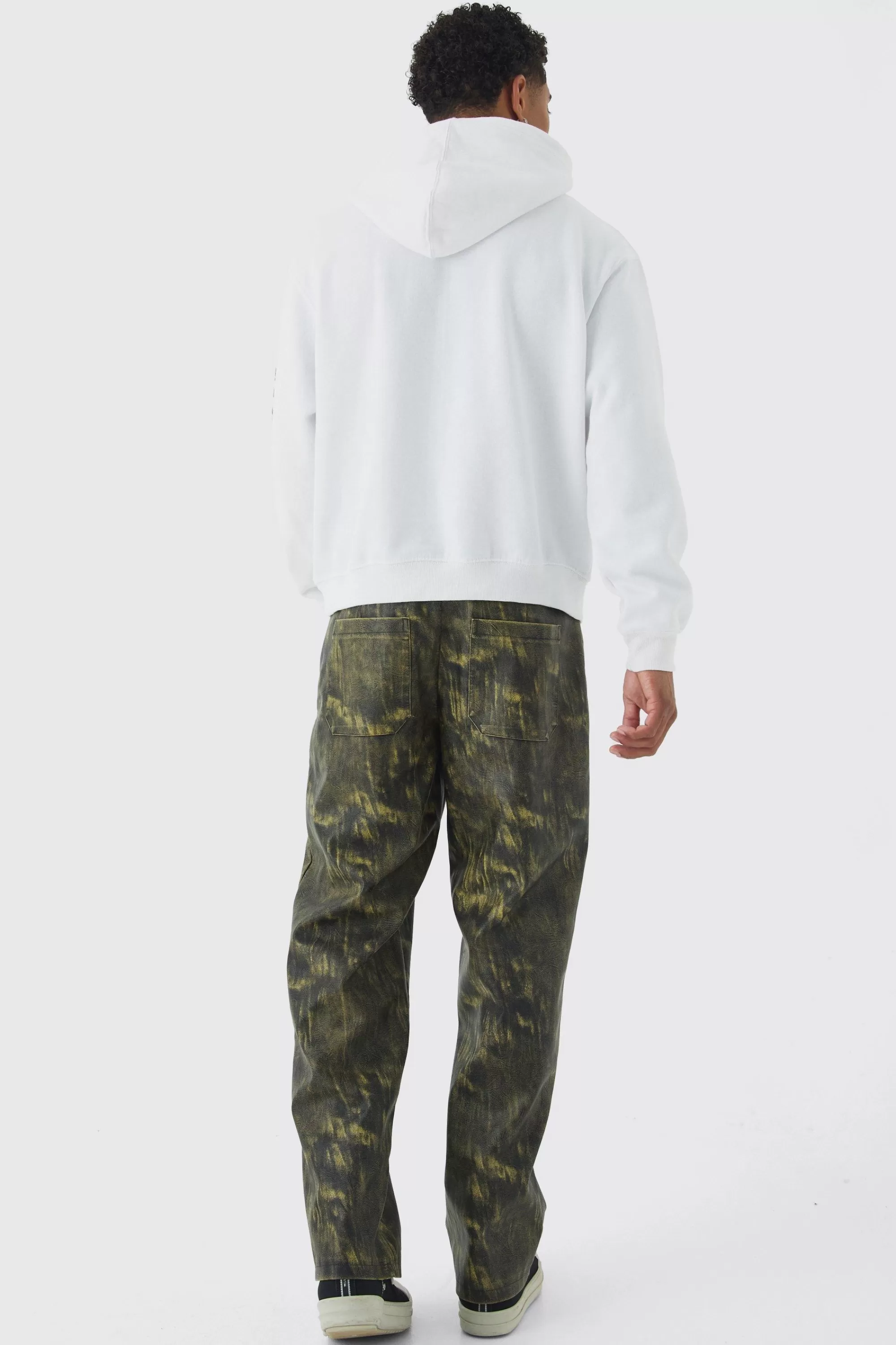 boohooMAN Oversized Boxy Cross Printed Hoodie | UK