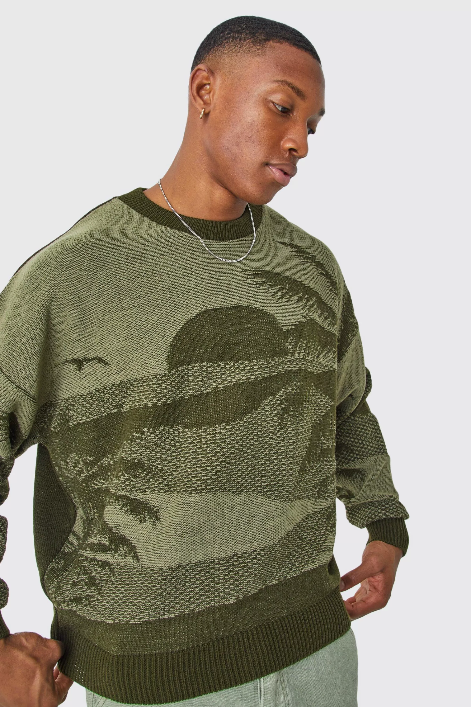 boohooMAN Oversized Boxy Drop Shoulder Graphic Jumper | UK