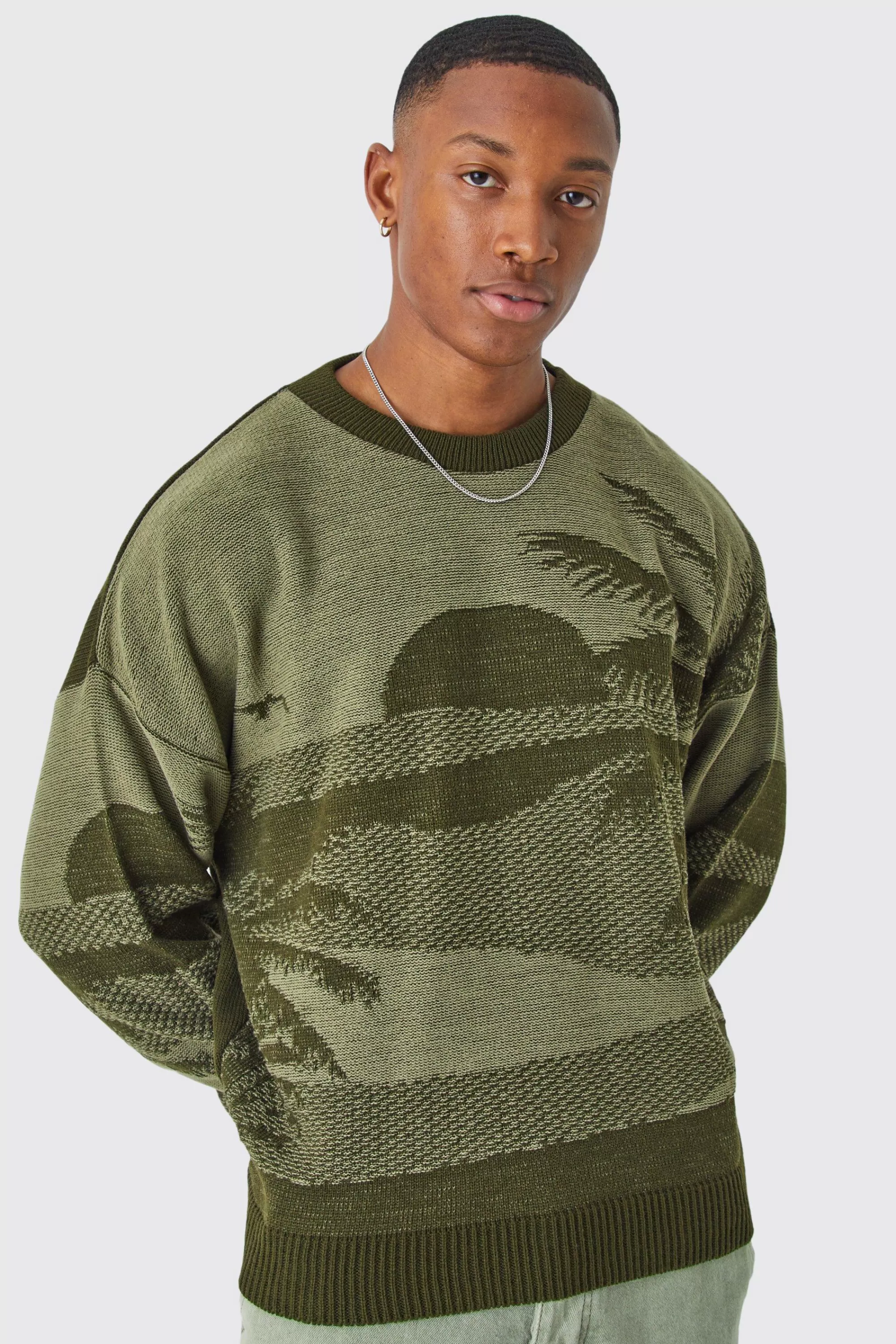 boohooMAN Oversized Boxy Drop Shoulder Graphic Jumper | UK