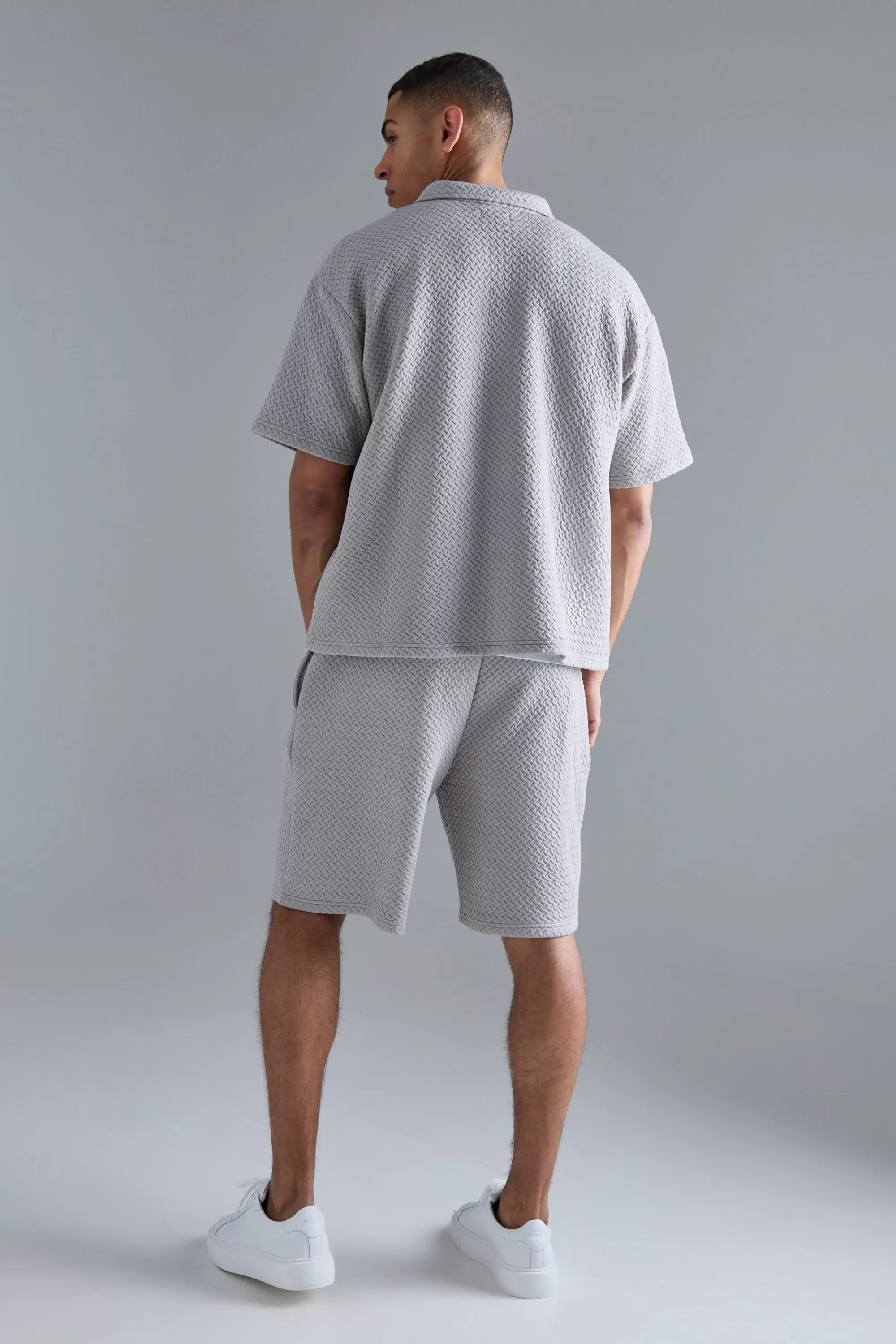 boohooMAN Oversized Boxy Embroidered Polo And Short Set | UK