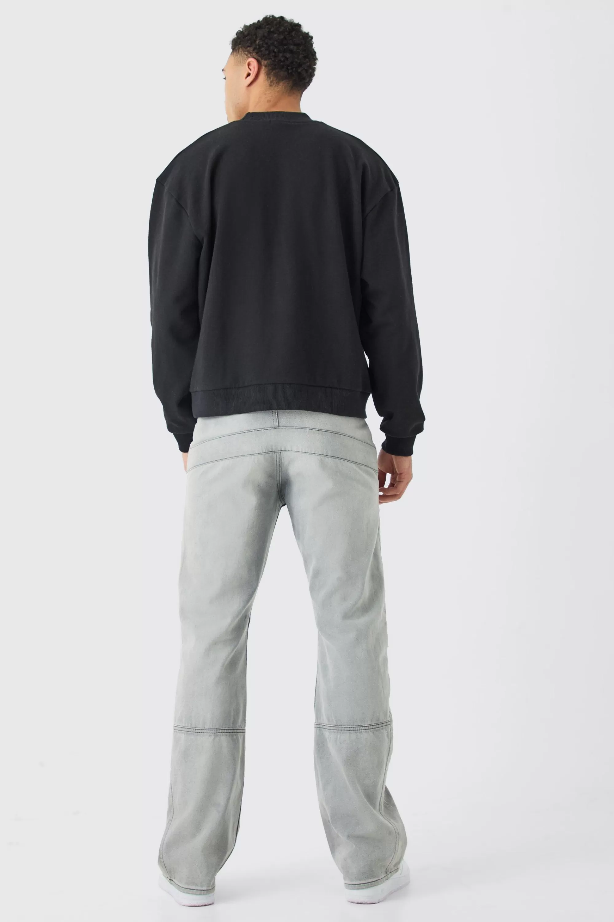 boohooMAN Oversized Boxy Extended Neck Heavy Sweatshirt | UK