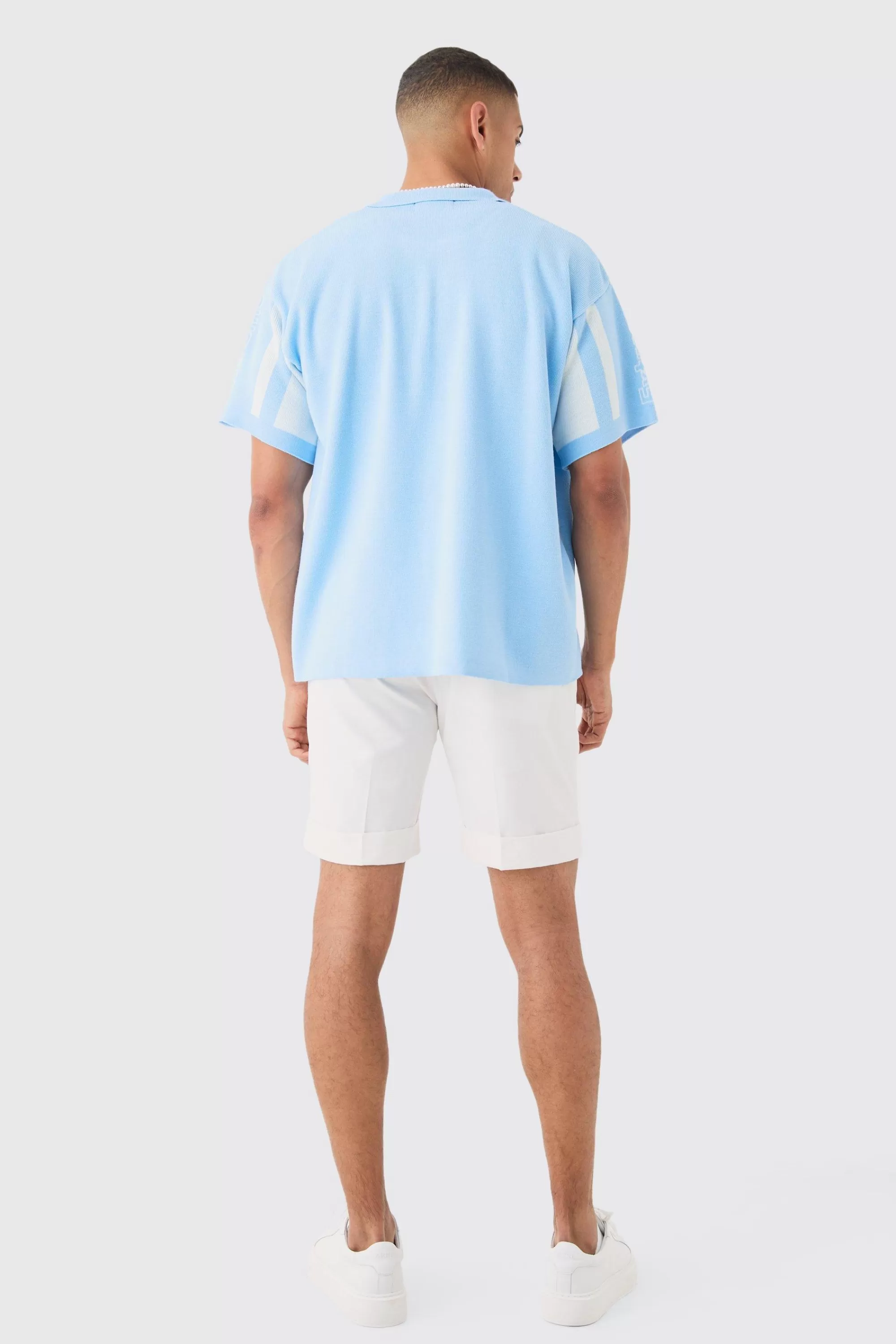 boohooMAN Oversized Boxy Fit Knitted Moto Shirt | UK