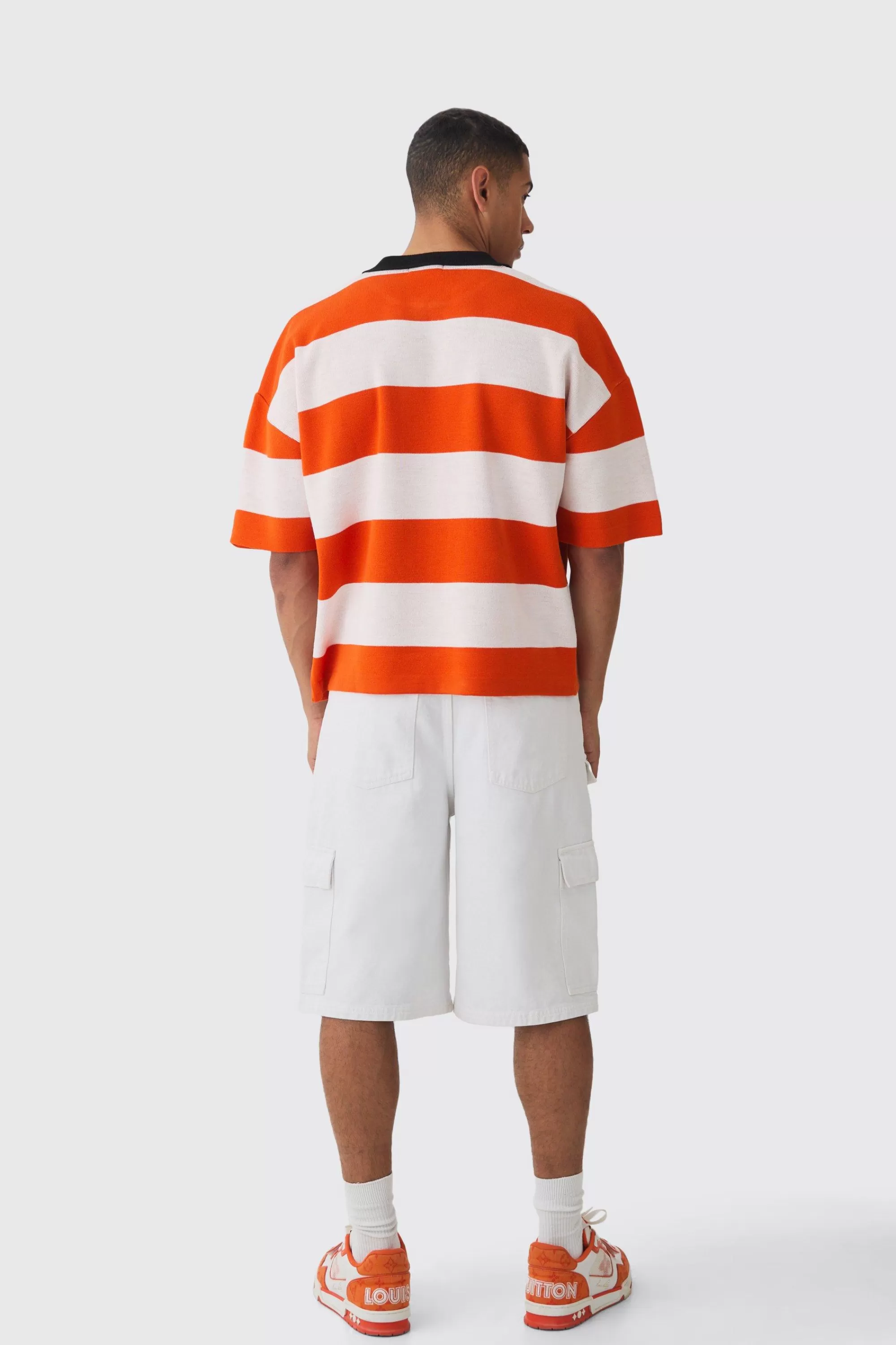 boohooMAN Oversized Boxy Football Knitted Top | UK
