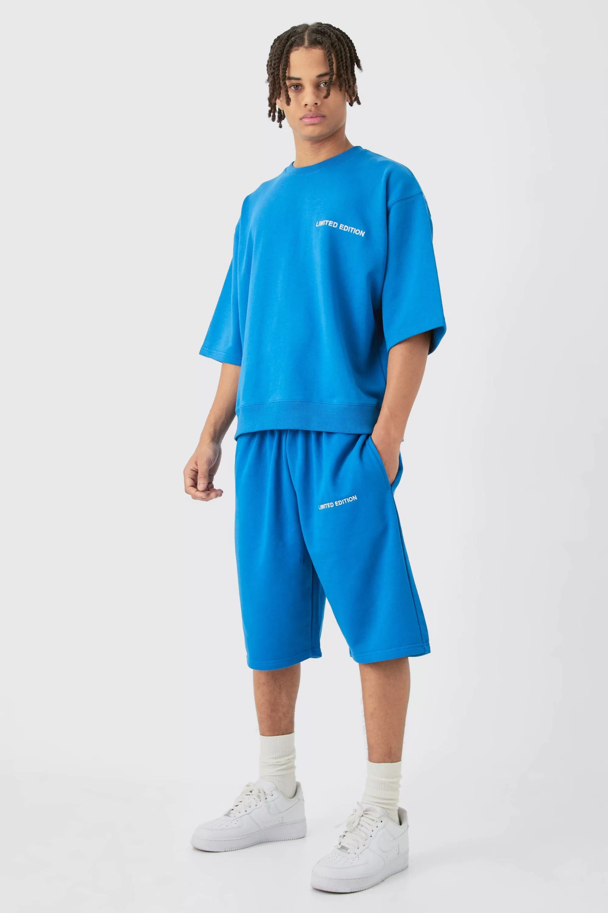 boohooMAN Oversized Boxy Half Sleeve Short Tracksuit | UK