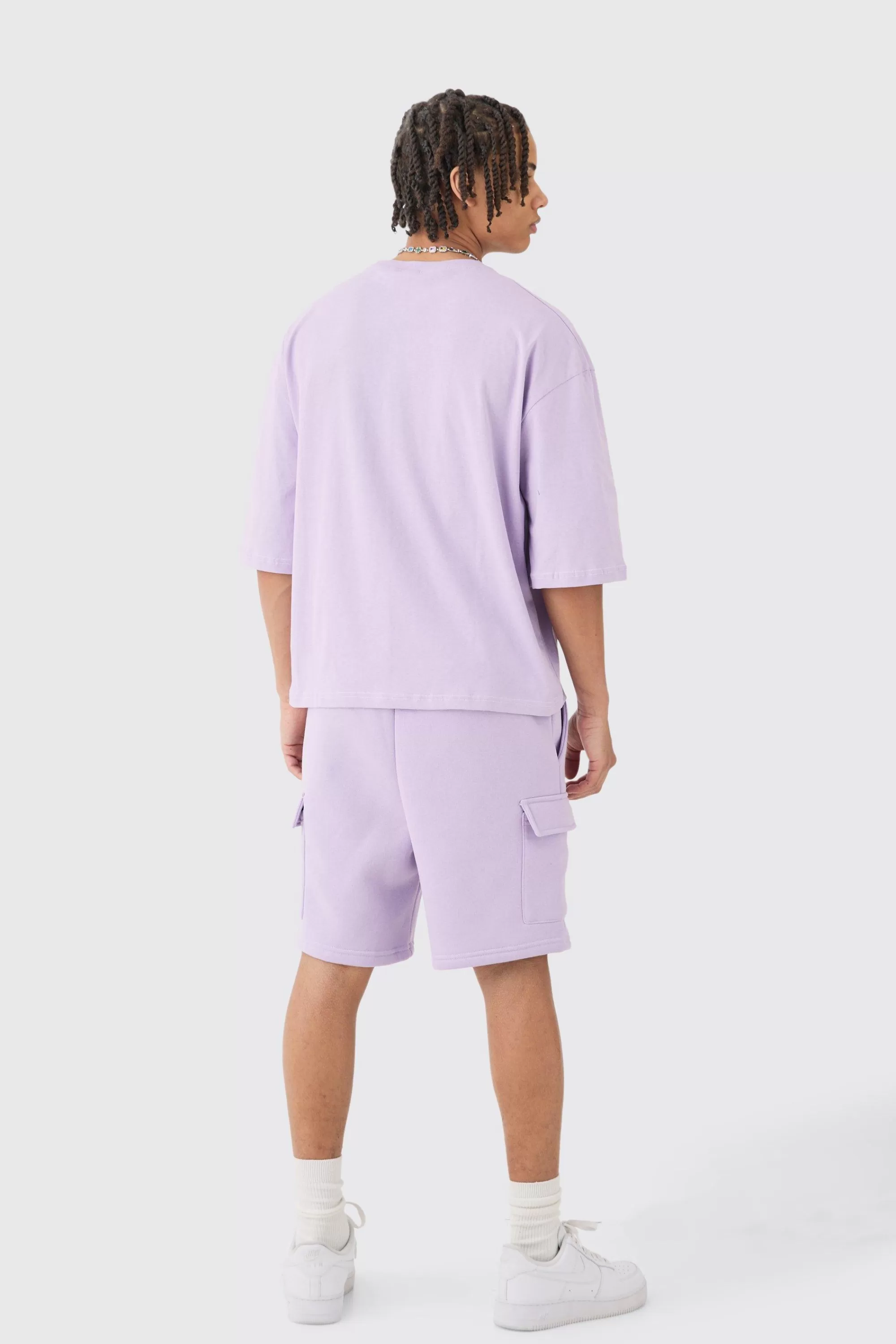 boohooMAN Oversized Boxy Half Sleeve T-shirt & Cargo Short Set | UK