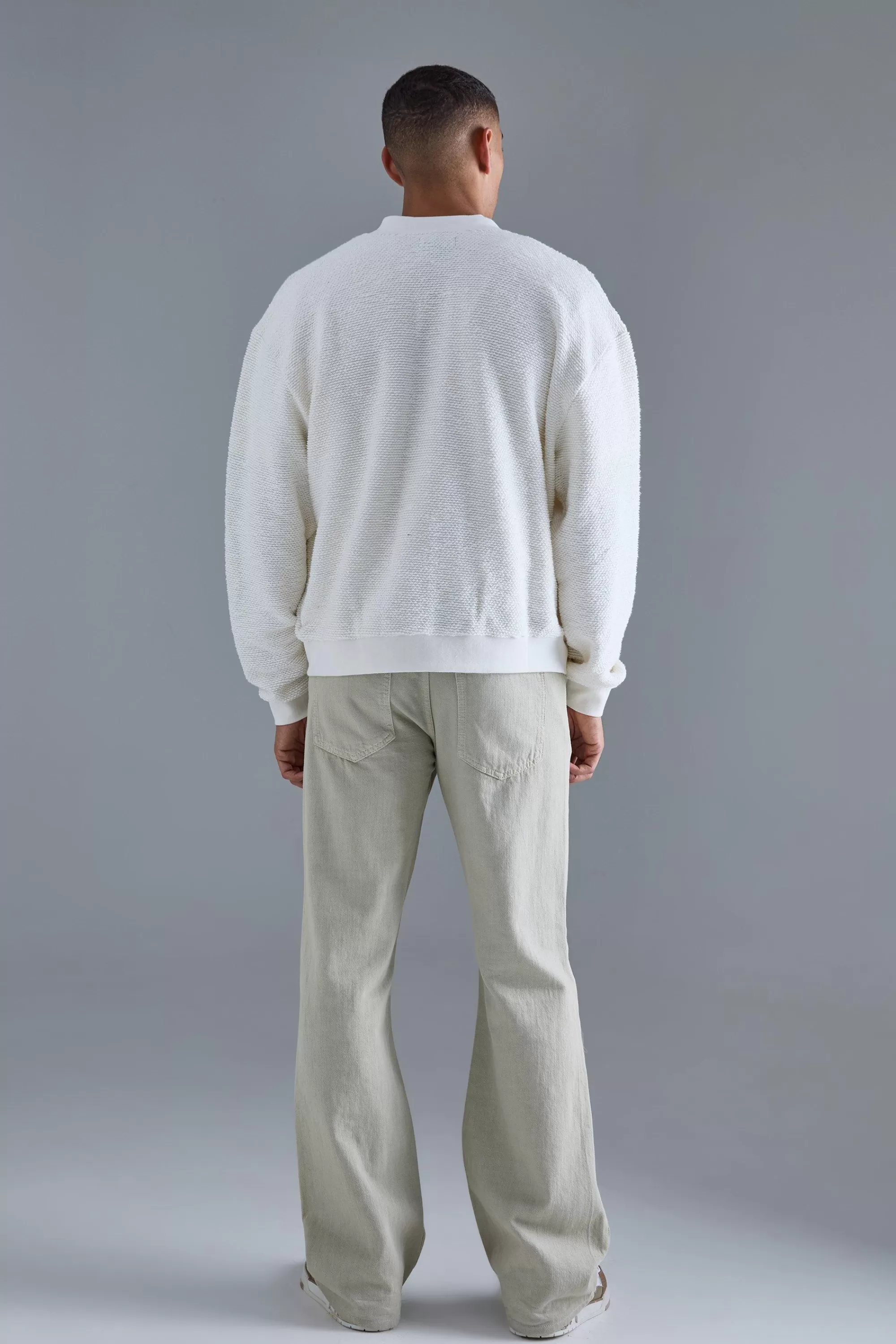 boohooMAN Oversized Boxy Heavy Boucle Bomber Jacket | UK