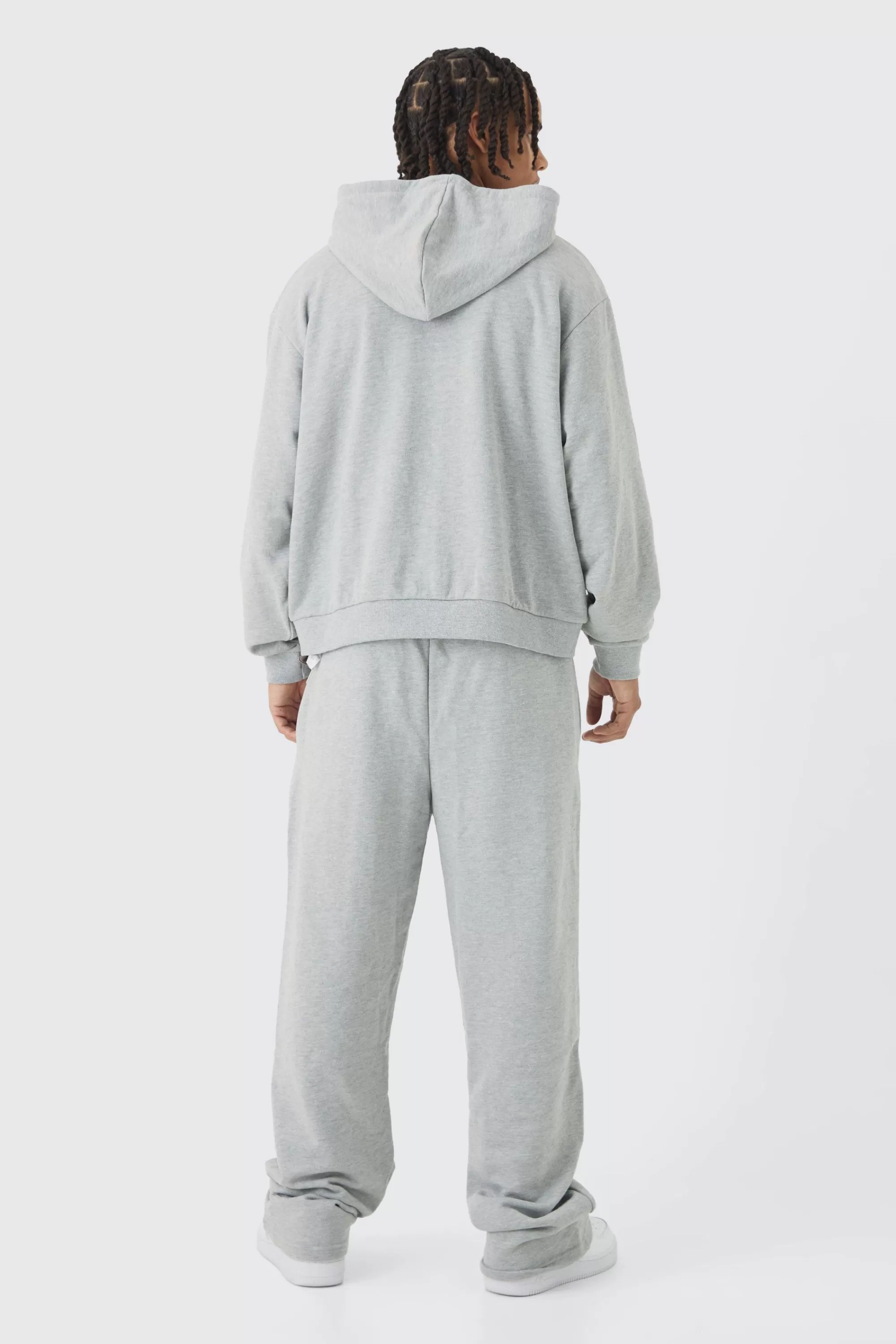 boohooMAN Oversized Boxy Heavy Hooded Zip Through Tracksuit | UK