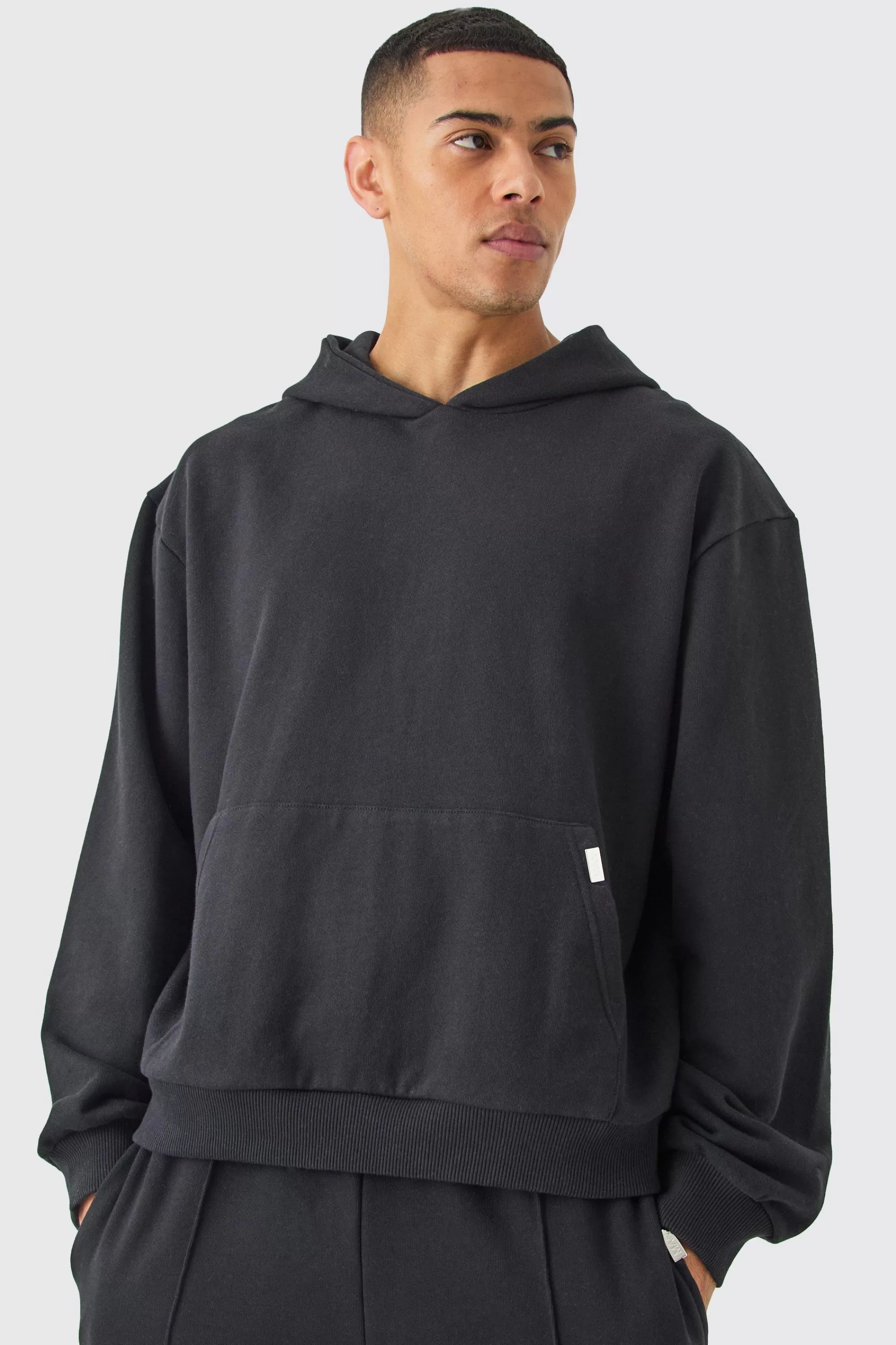 boohooMAN Oversized Boxy Heavyweight Loopback Hoodie | UK