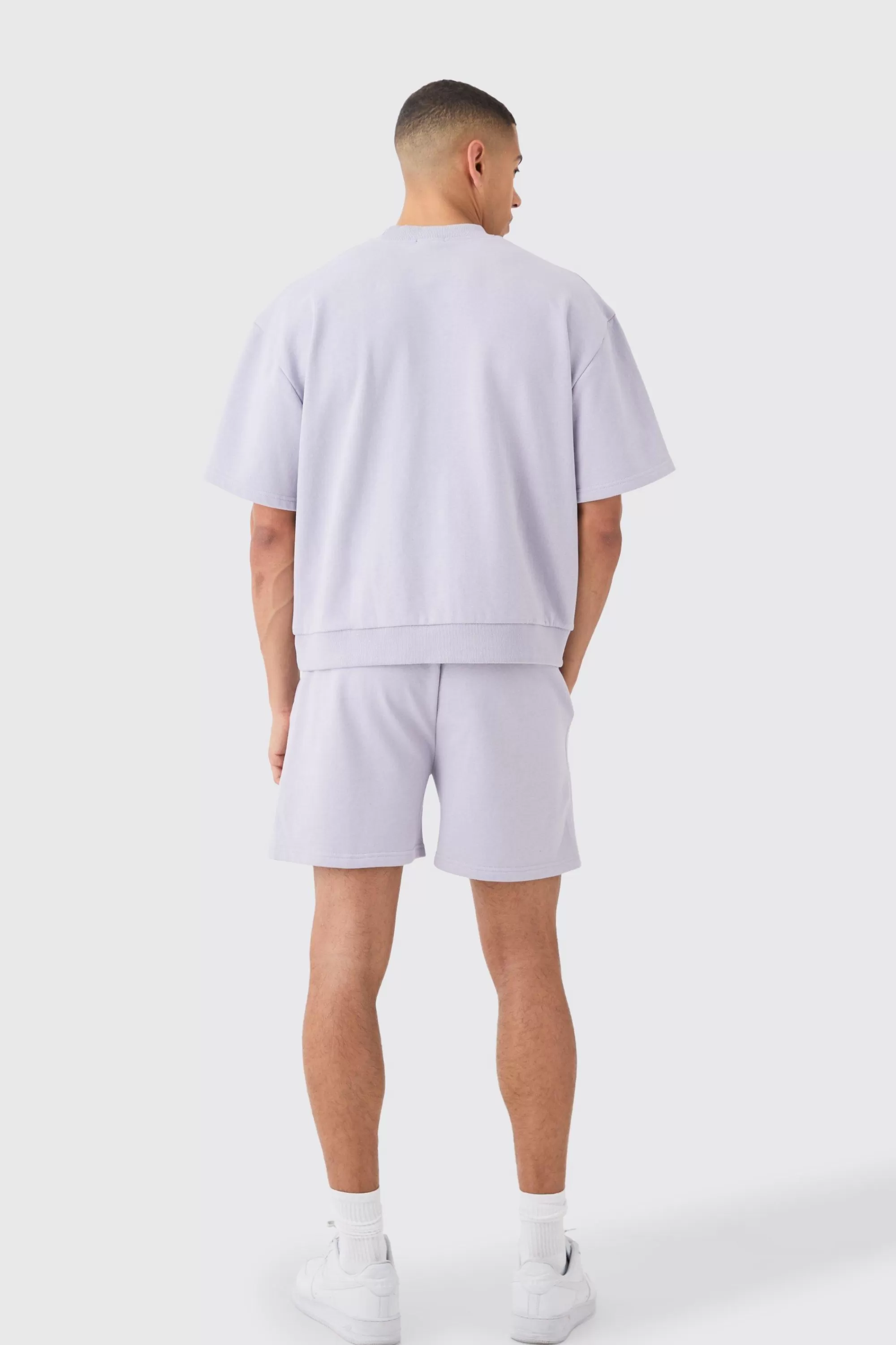 boohooMAN Oversized Boxy Heavyweight Short Sleeve Sweatshirt | UK