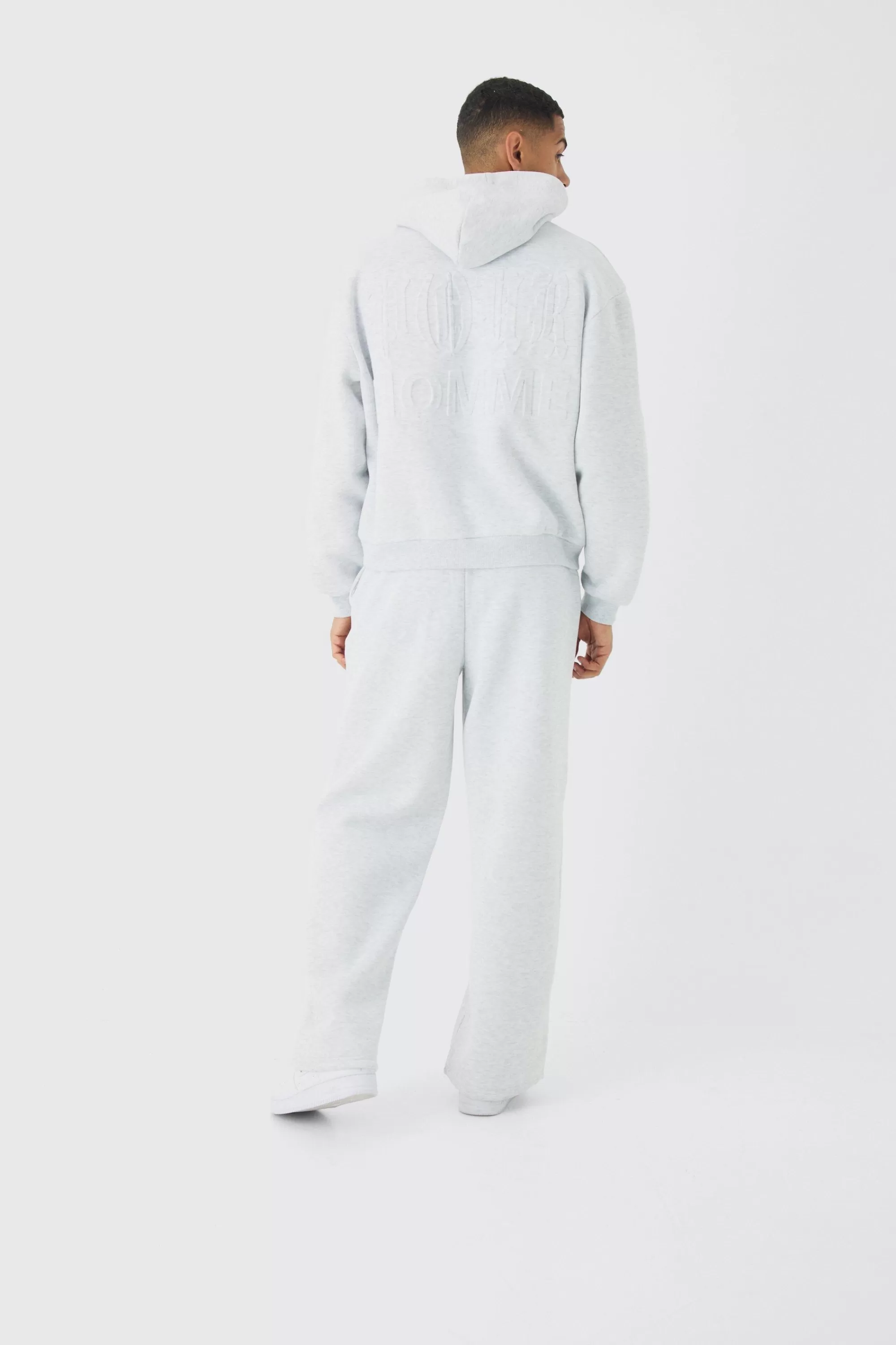 boohooMAN Oversized Boxy Homme Emboss Tracksuit | UK