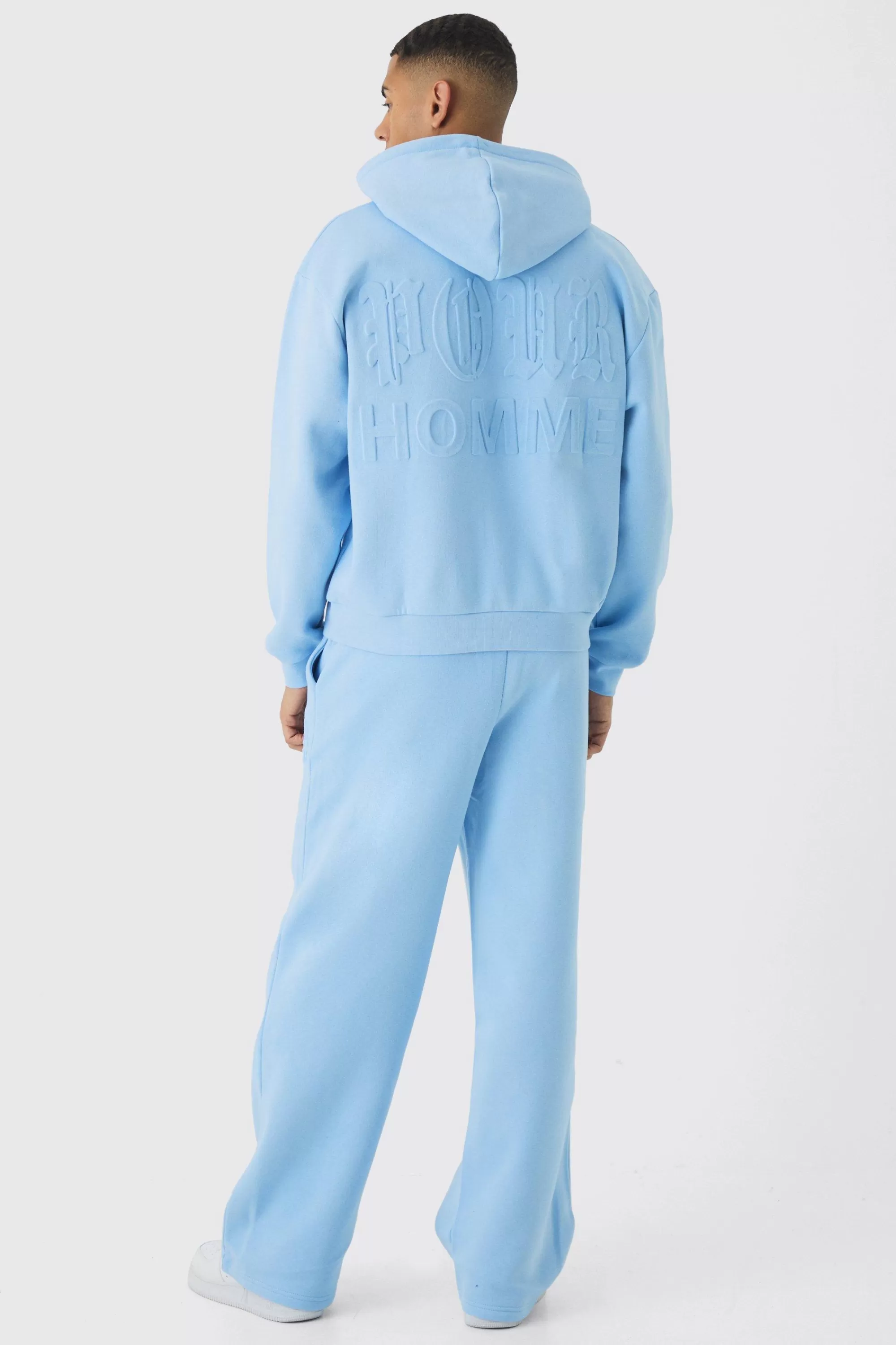 boohooMAN Oversized Boxy Homme Emboss Tracksuit | UK