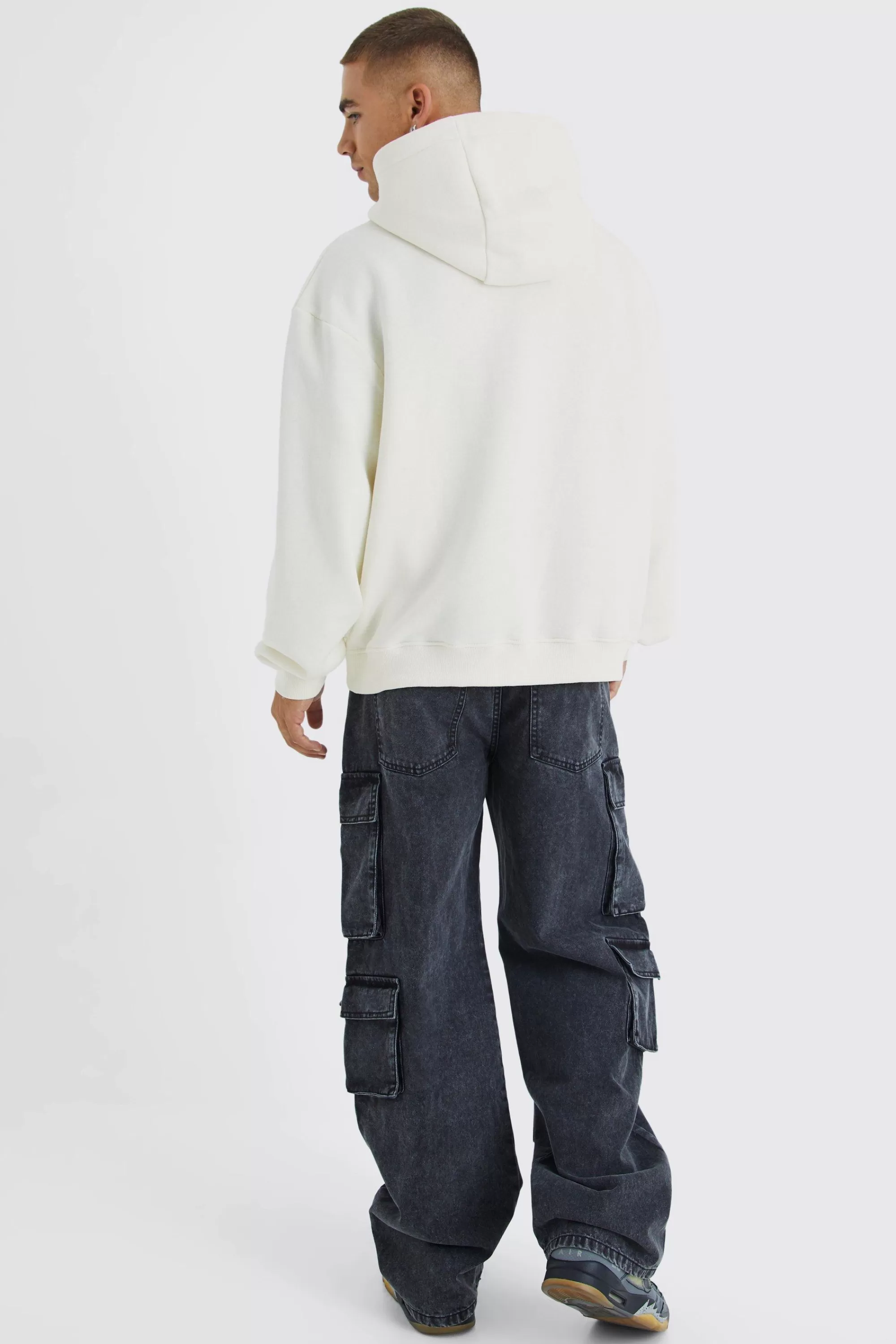 boohooMAN Oversized Boxy Homme Print Hoodie | UK