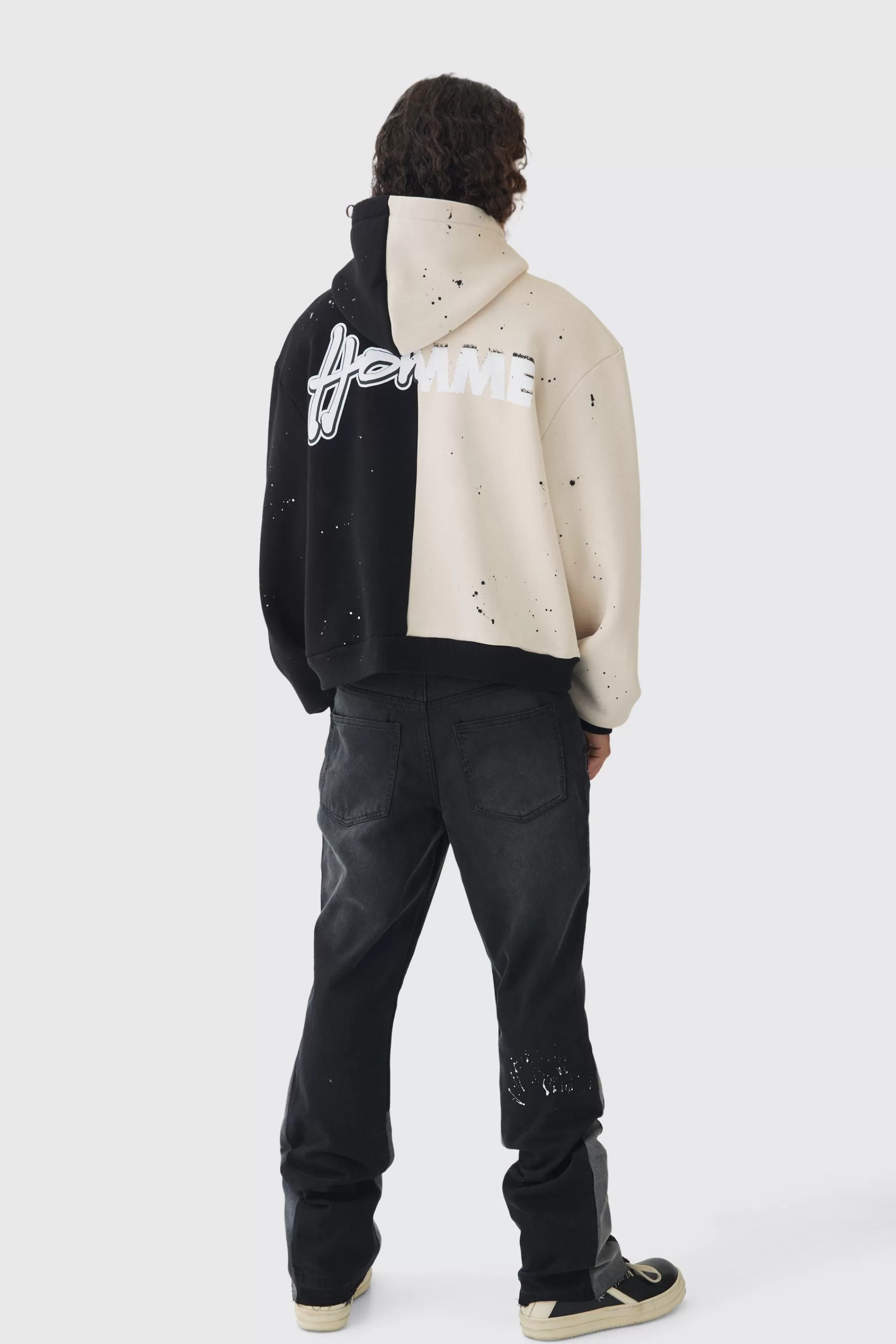 boohooMAN Oversized Boxy Homme Renaissance Spliced Print Hoodie | UK