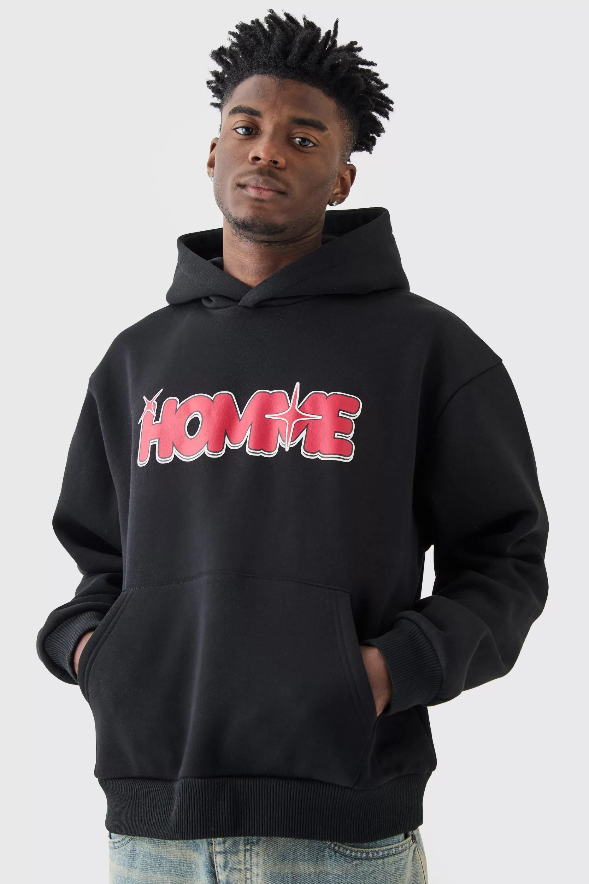boohooMAN Oversized Boxy Homme Star Hoodie | UK