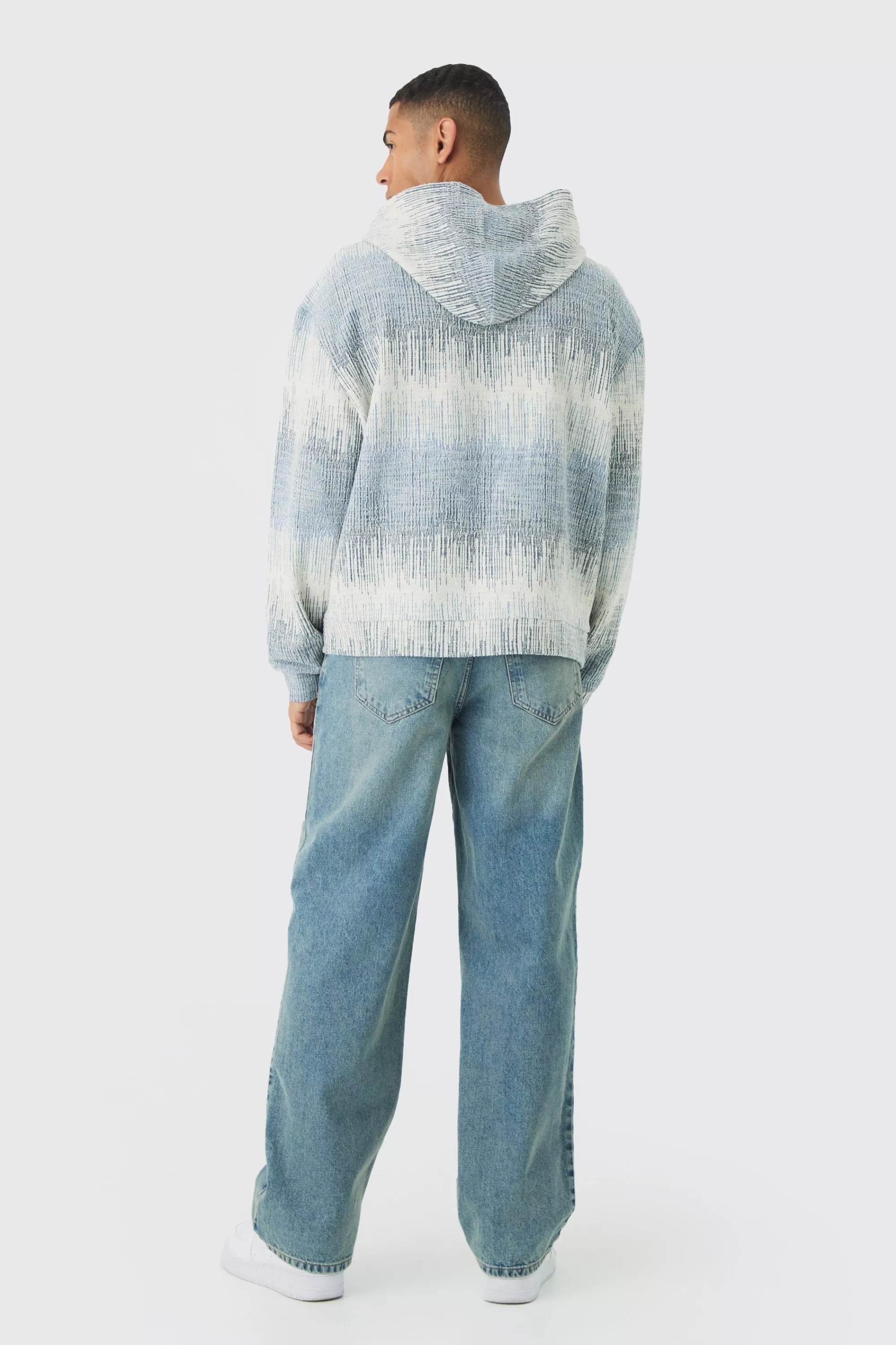 boohooMAN Oversized Boxy Jacquard Hoodie | UK