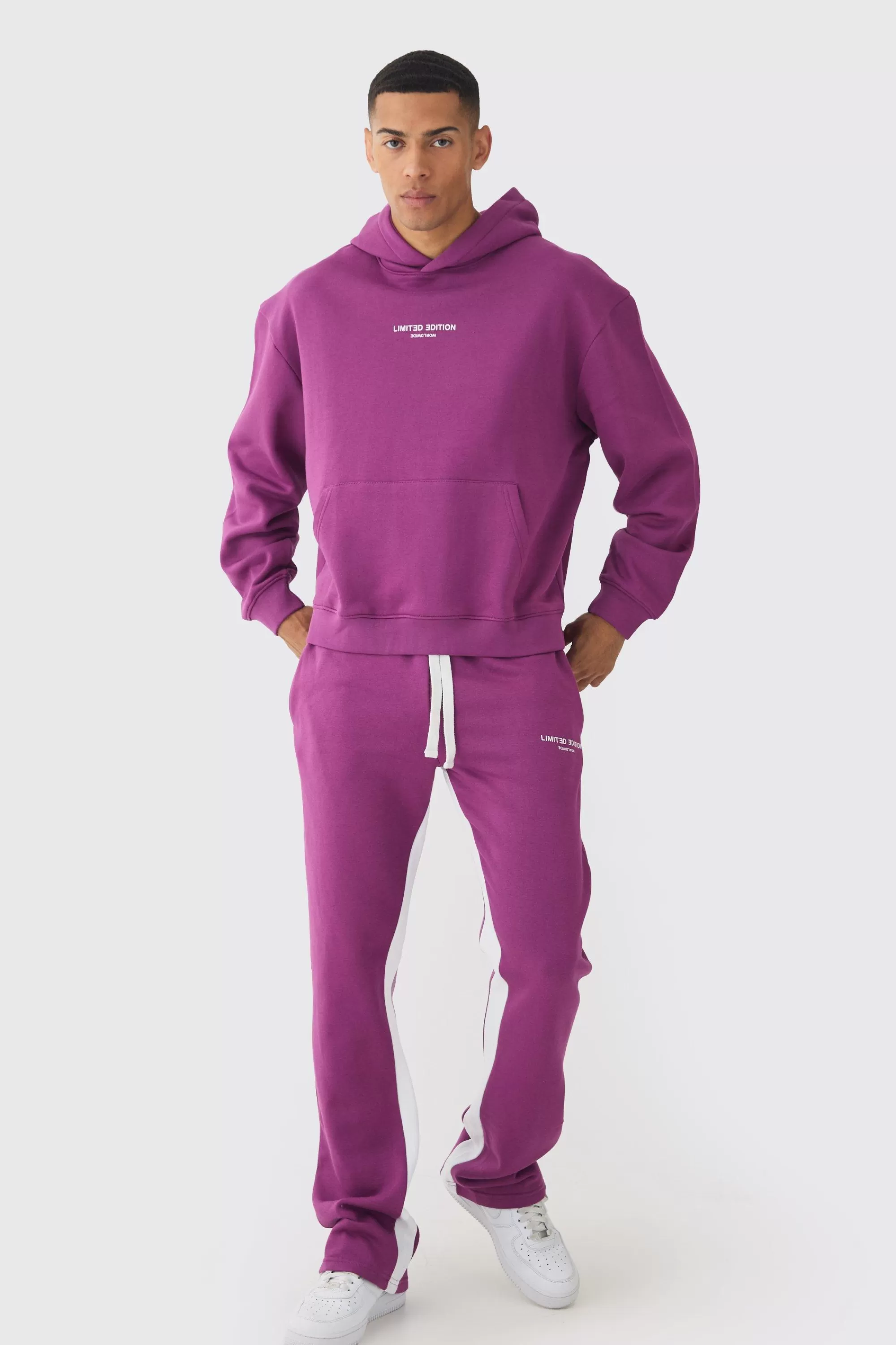 boohooMAN Oversized Boxy Limited Edition Extended Drawcords Hooded Tracksuit | UK