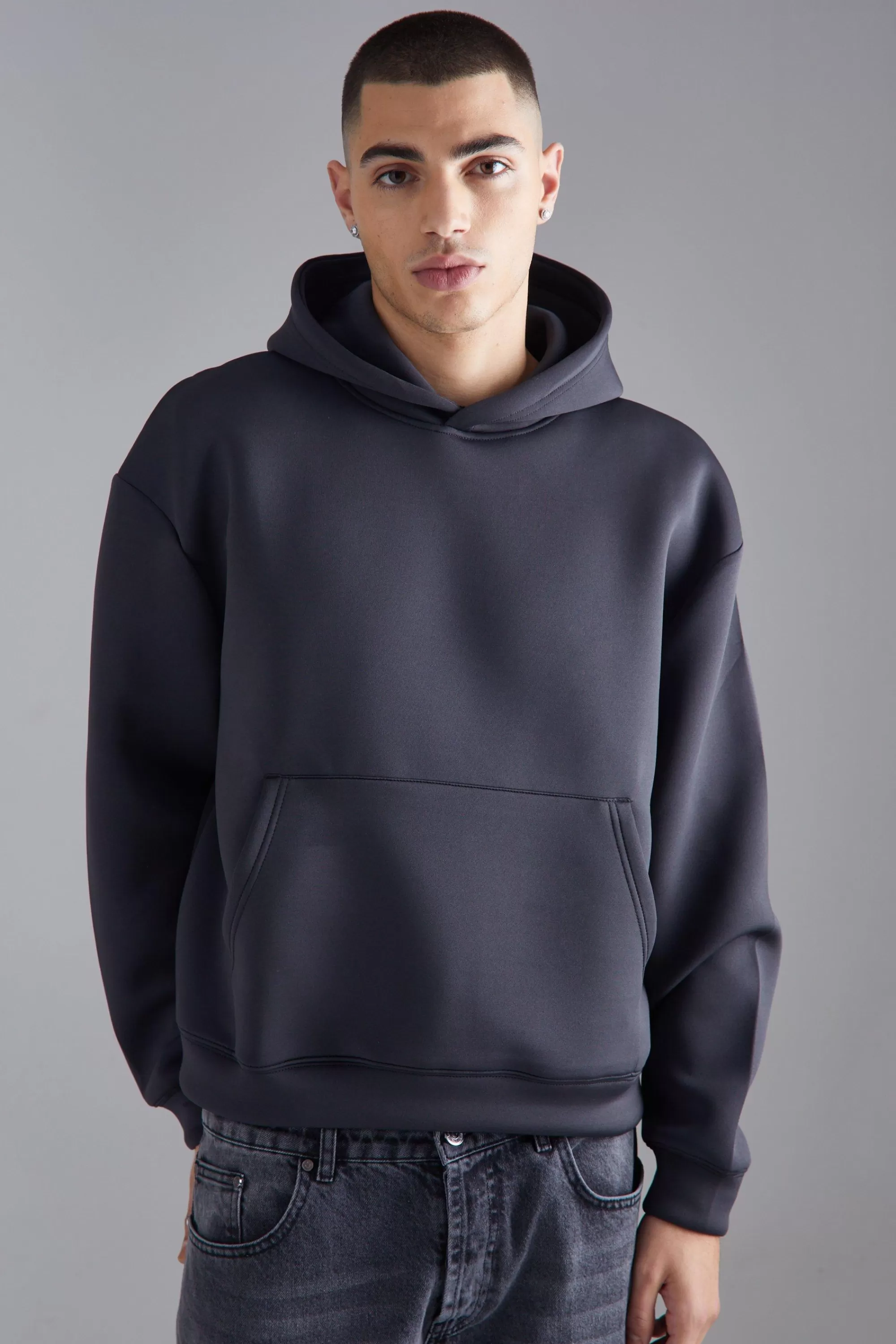 boohooMAN Oversized Boxy Limited Scuba Hoodie | UK