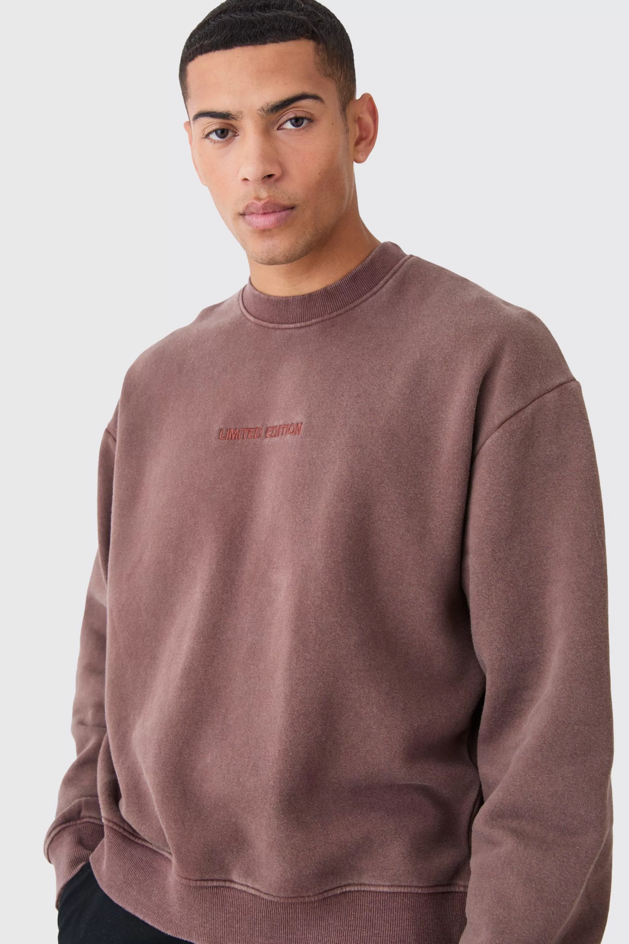 boohooMAN Oversized Boxy Limited Washed Sweatshirt | UK