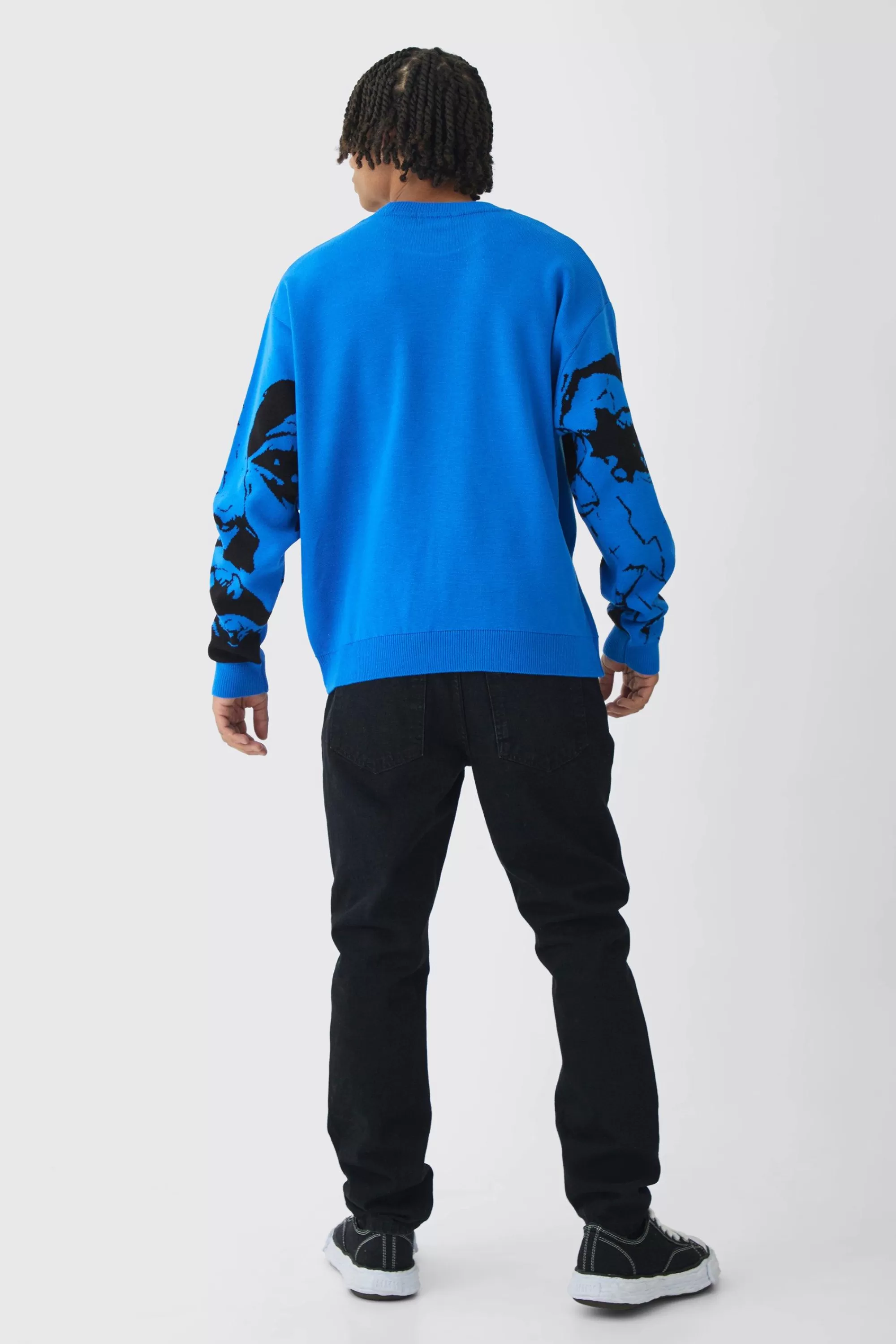 boohooMAN Oversized Boxy Line Face Knitted Jumper | UK
