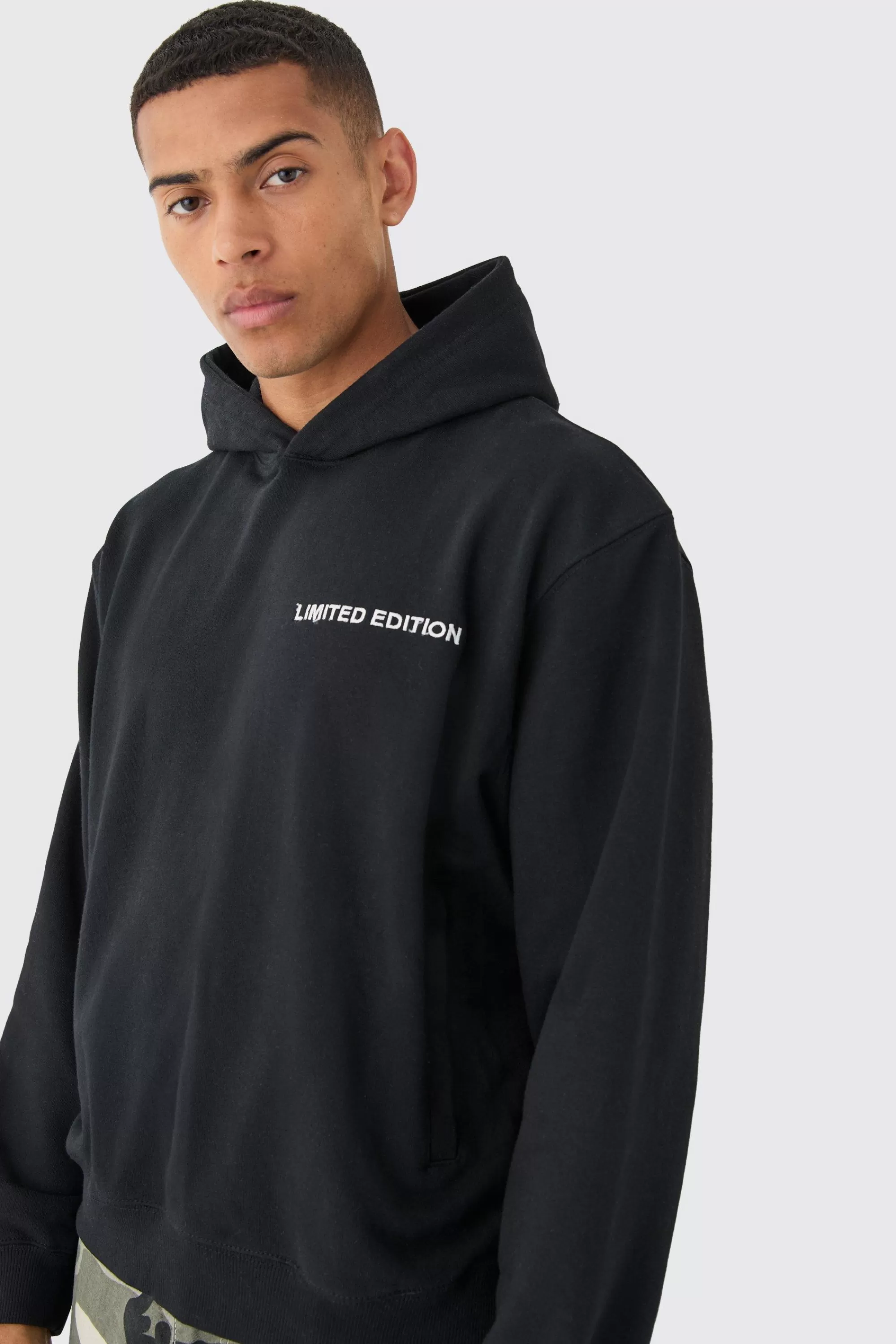 boohooMAN Oversized Boxy Loopback Hoodie | UK