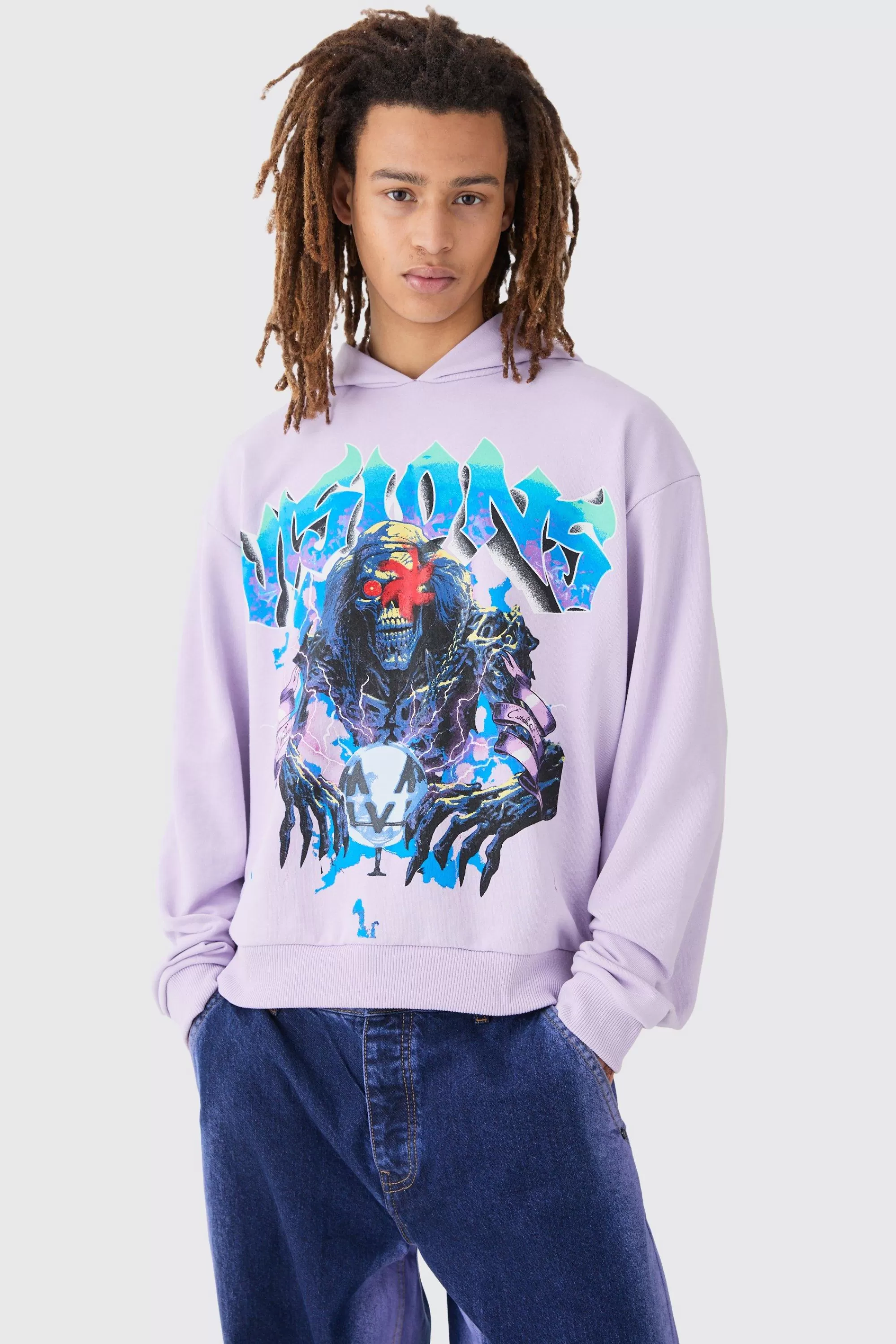 boohooMAN Oversized Boxy Loopback Hoodie | UK
