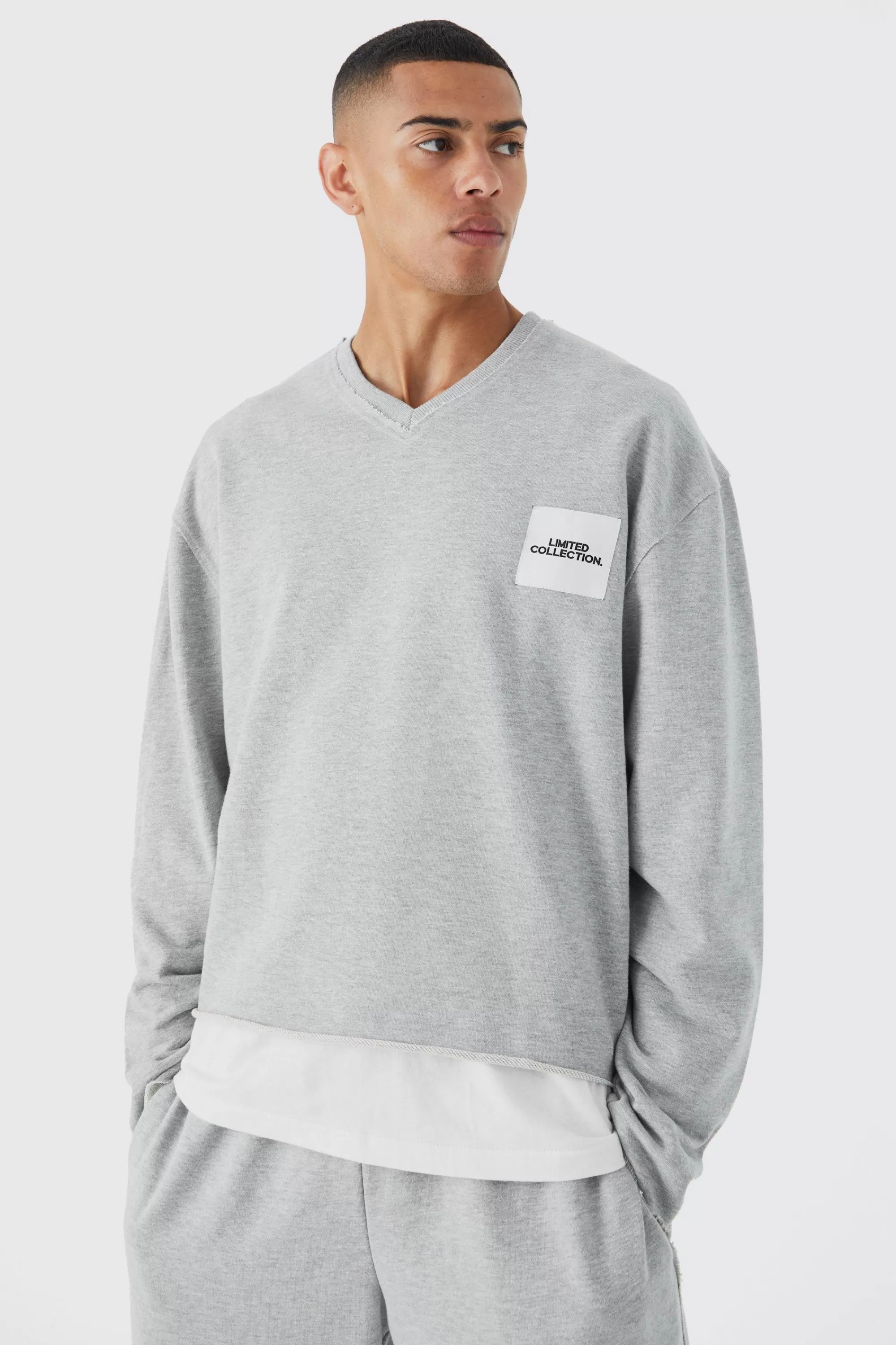 boohooMAN Oversized Boxy Loopback Printed Sweatshirt | UK