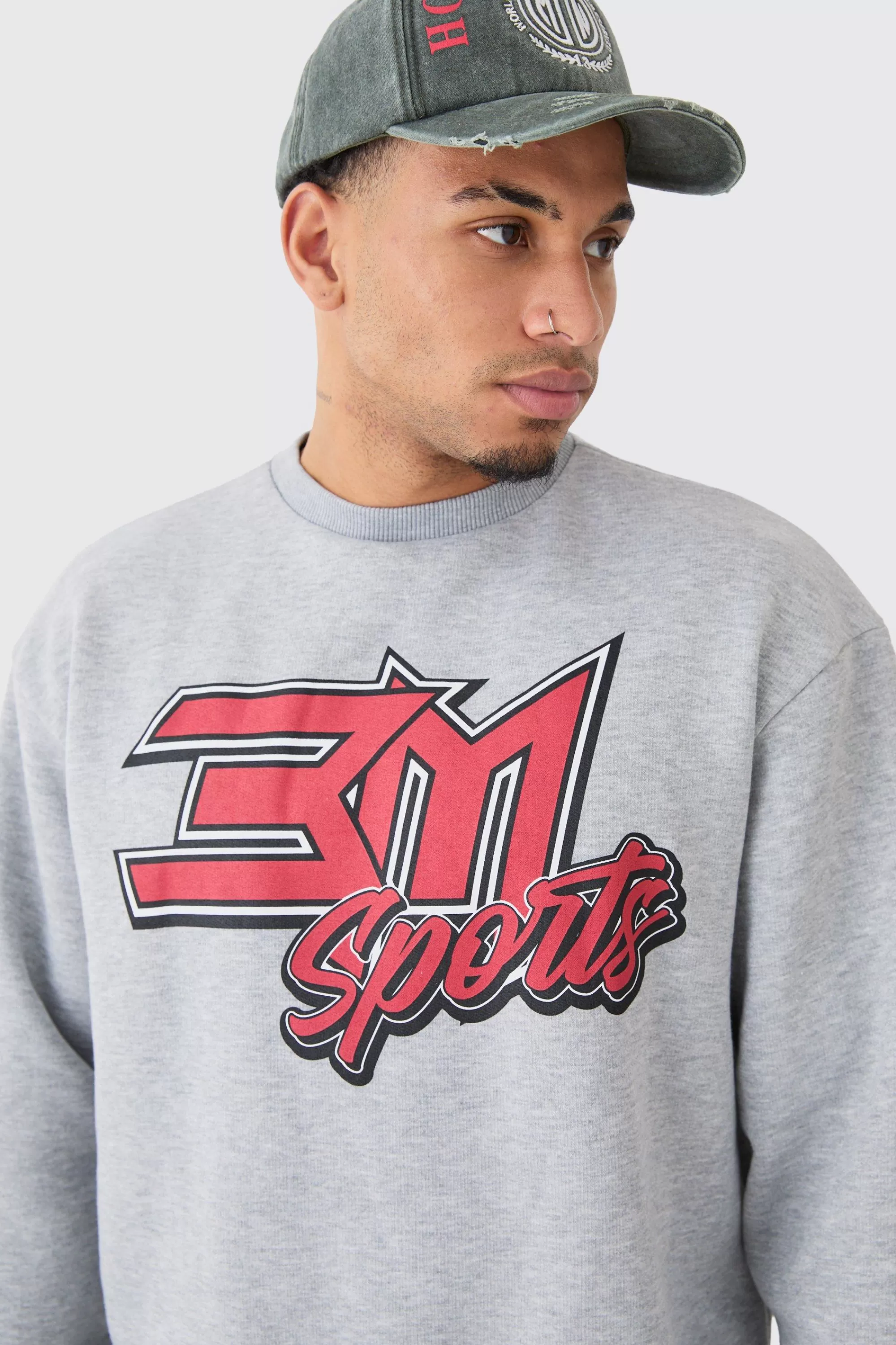 boohooMAN Oversized Boxy Moto Bm Sports Sweatshirt | UK