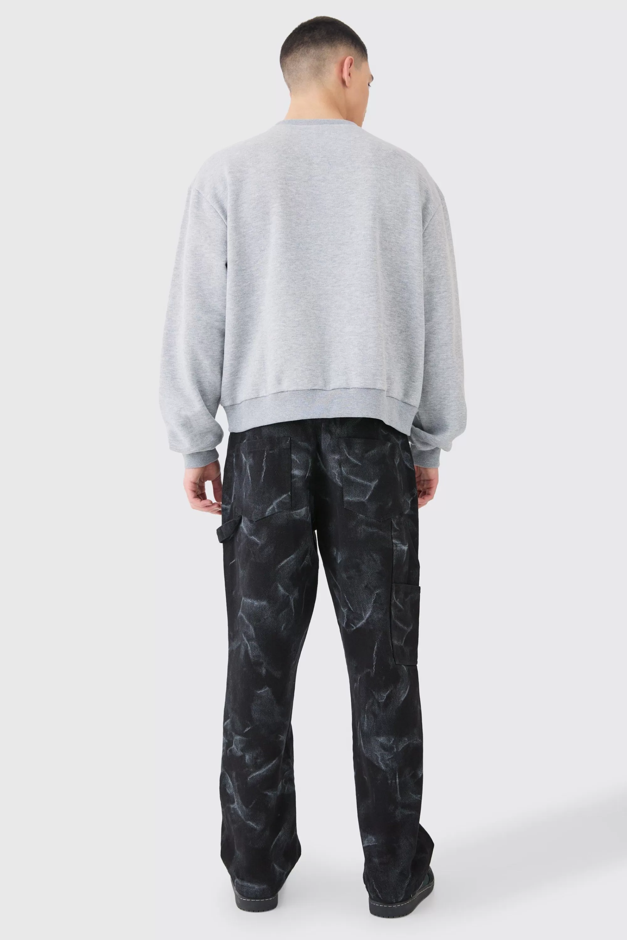 boohooMAN Oversized Boxy Moto Racing Sweatshirt | UK