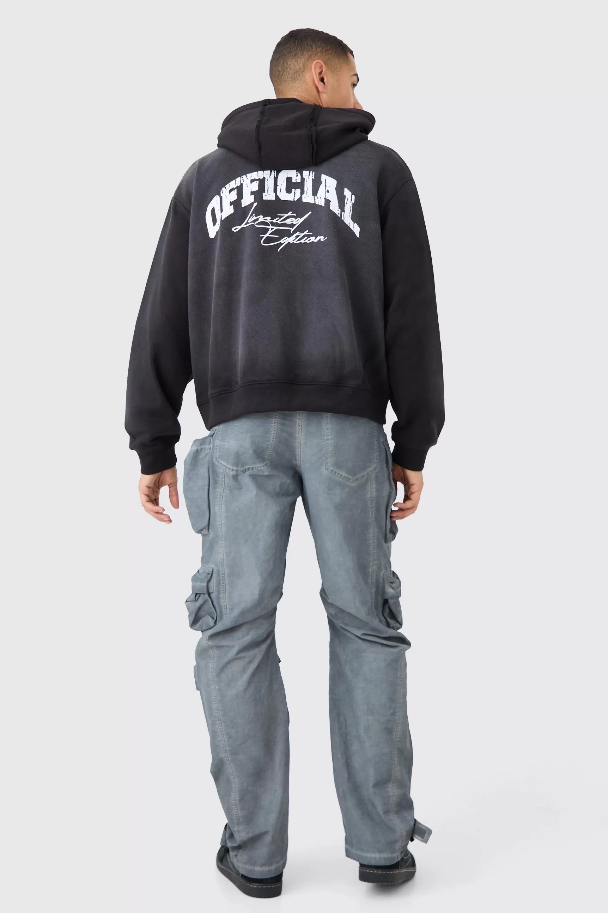 boohooMAN Oversized Boxy Official Spray Wash Hoodie | UK