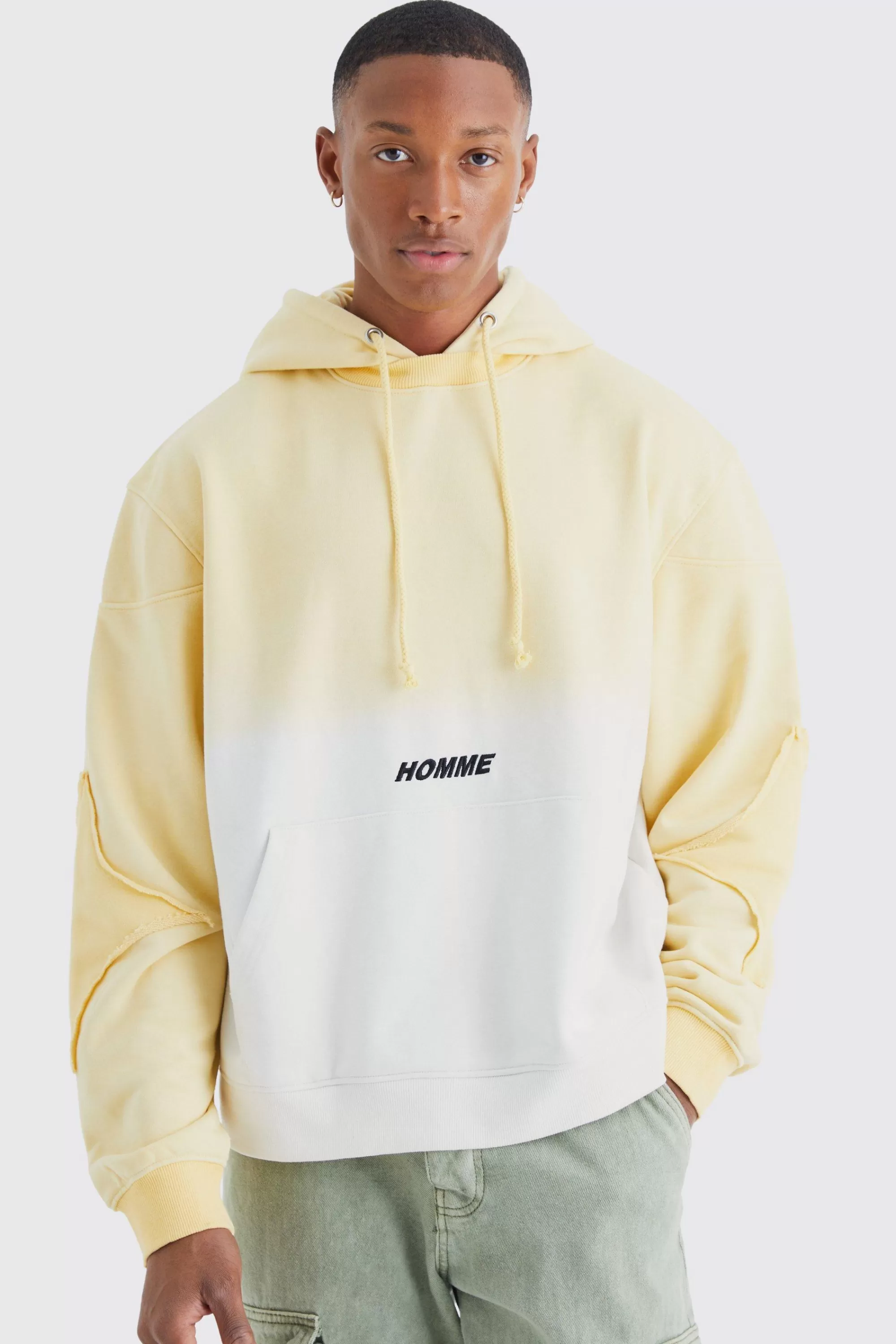 boohooMAN Oversized Boxy Ombre Homme Hoodie | UK