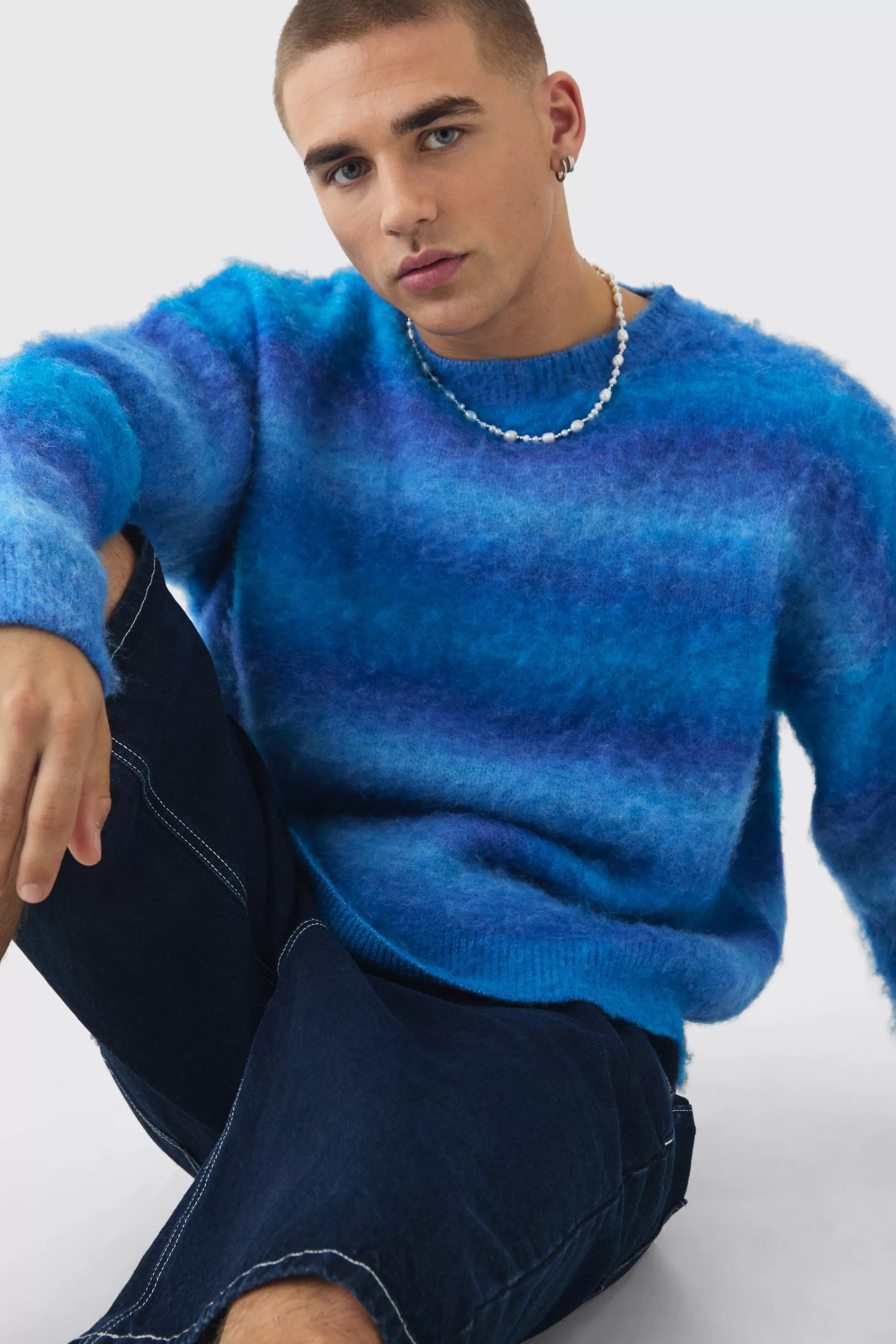 boohooMAN Oversized Boxy Ombre Knitted Jumper | UK