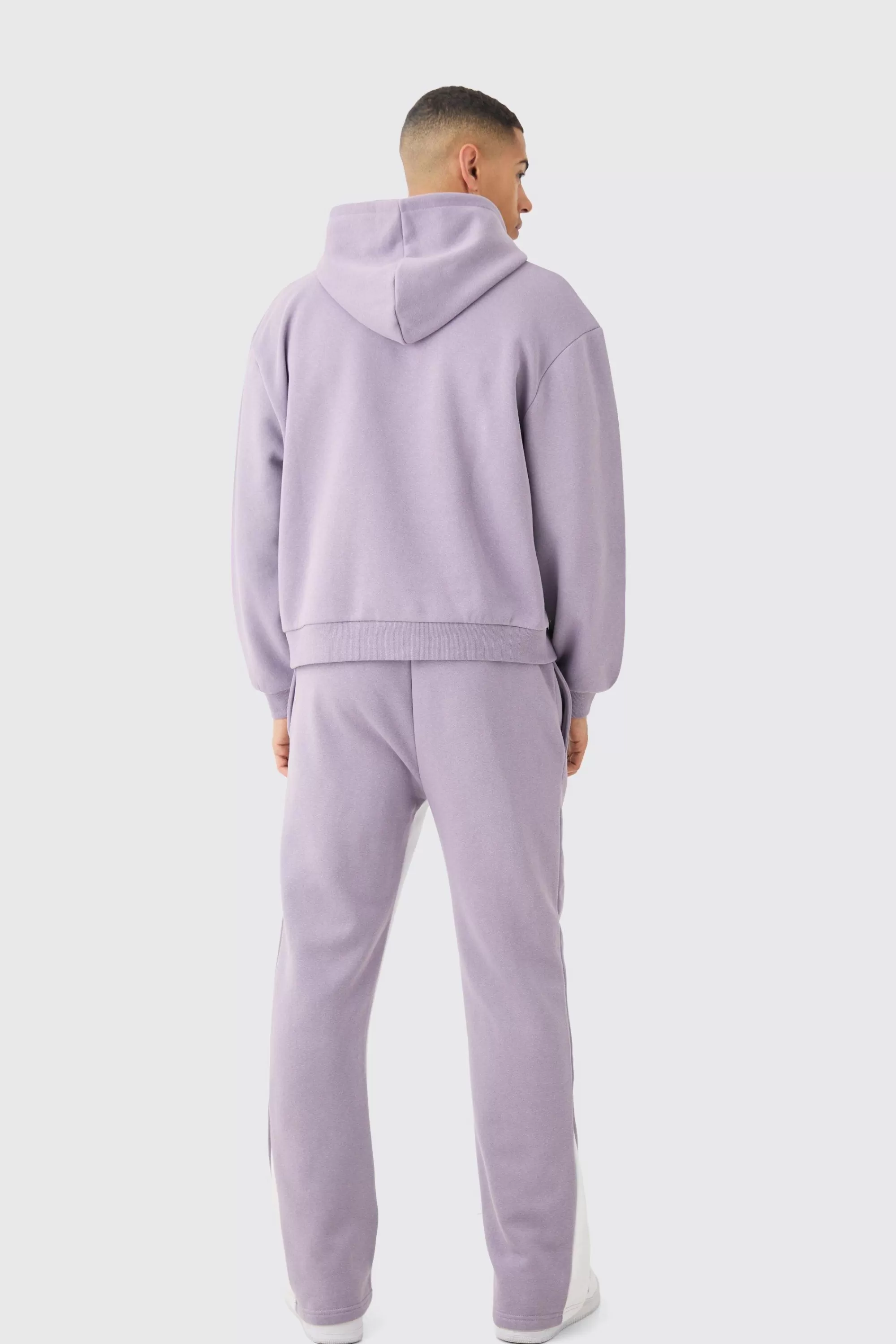 boohooMAN Oversized Boxy Paint Splatter Homme Gusset Tracksuit | UK