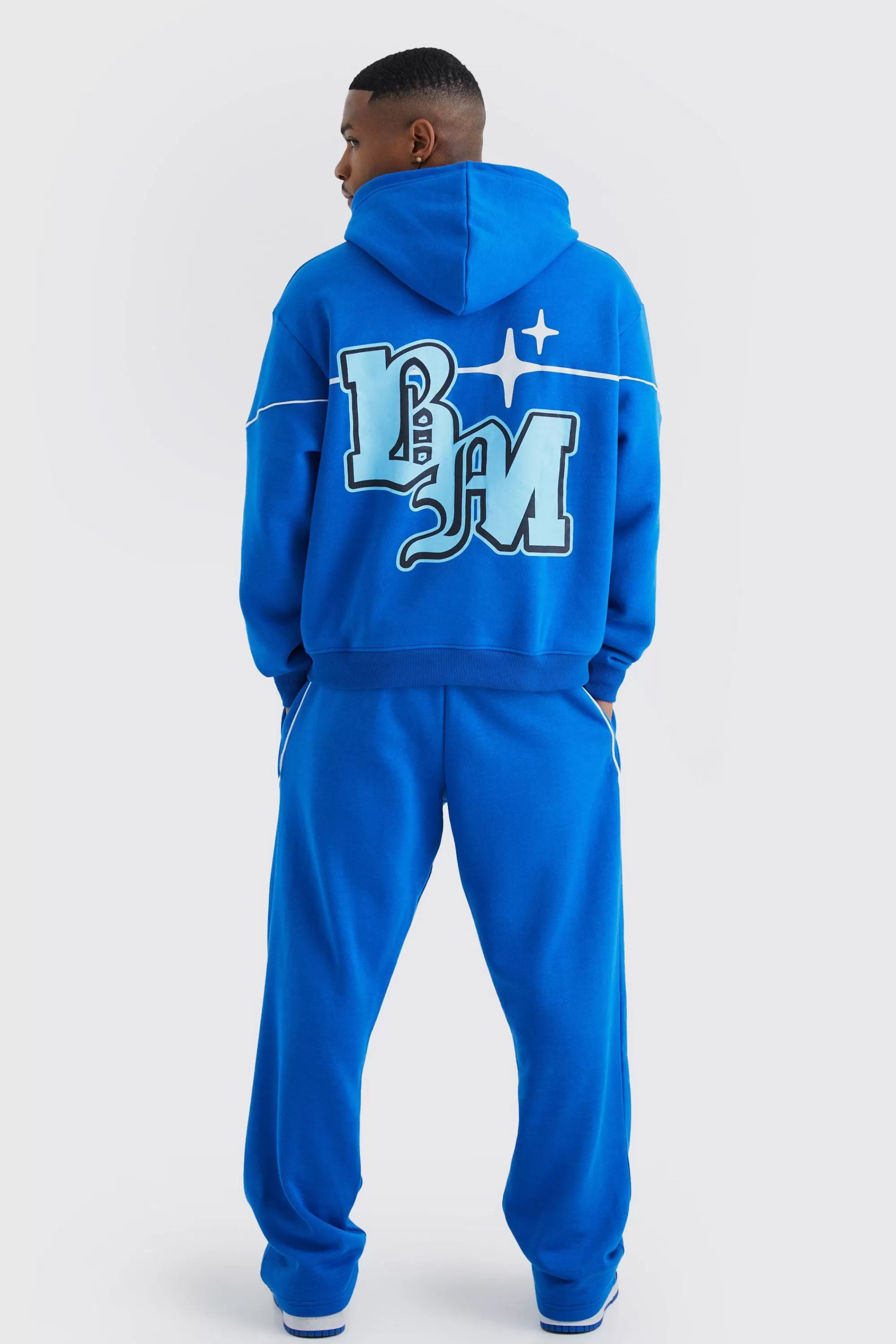 boohooMAN Oversized Boxy Print Tracksuit | UK