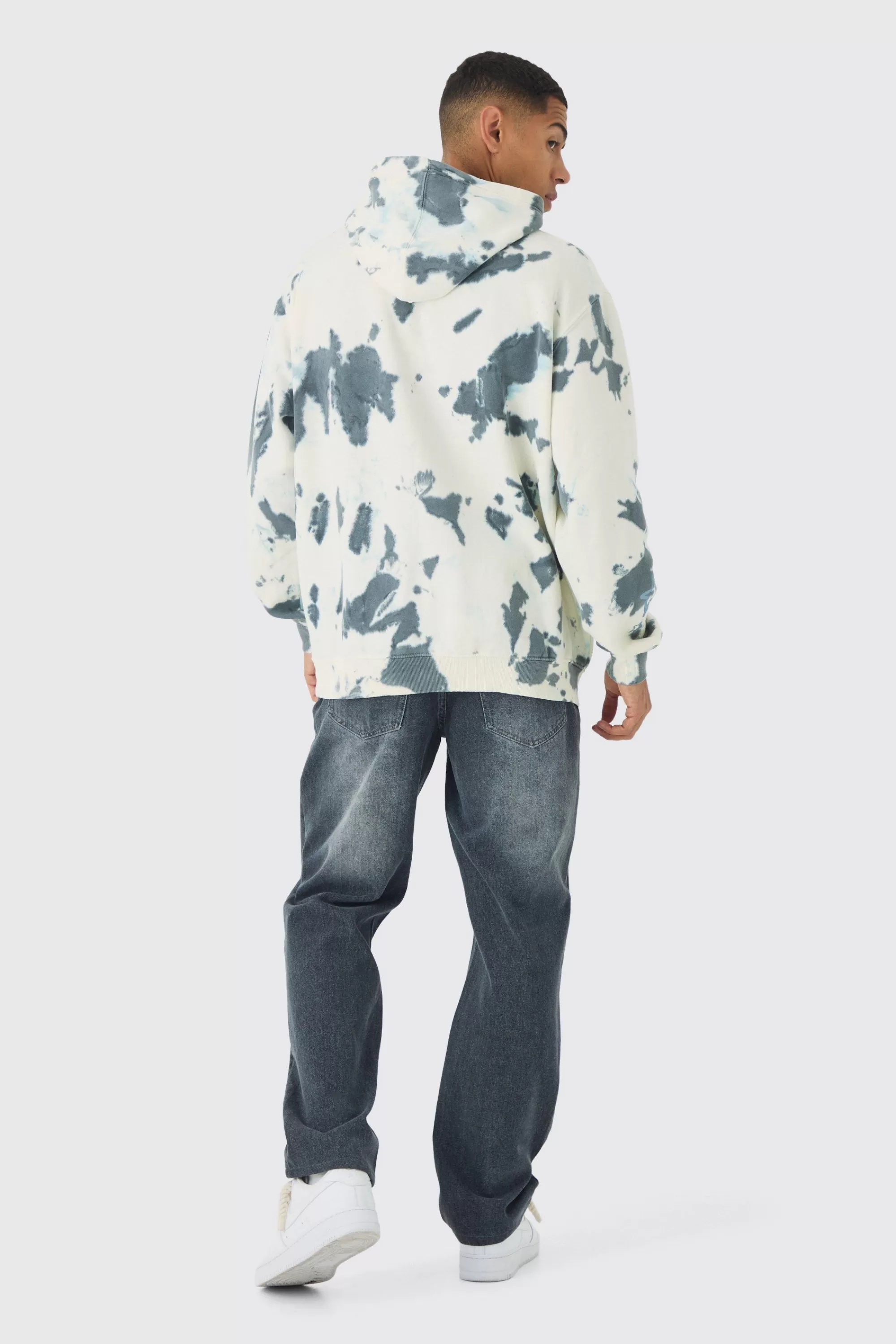boohooMAN Oversized Boxy Risk Print Hoodie | UK